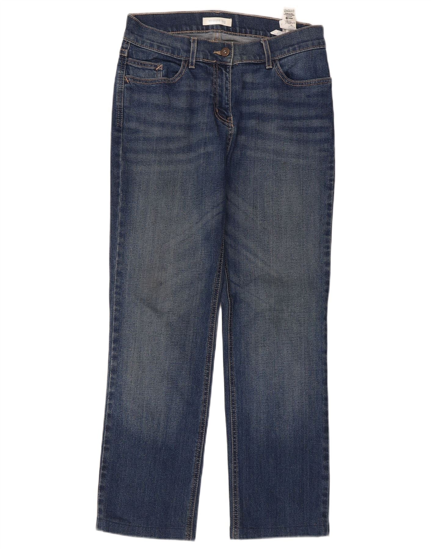 Marks & Spencer Womens Straight Jeans UK 10 Small W28 L26 Blue Cotton