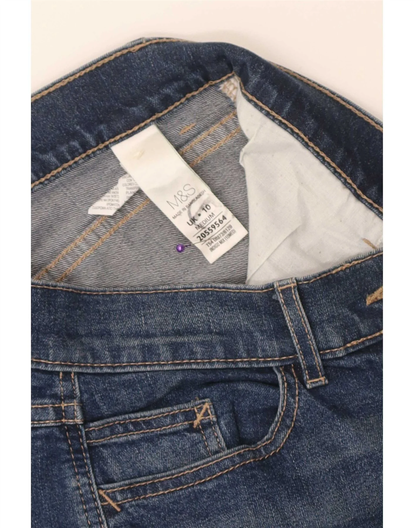 Marks & Spencer Womens Straight Jeans UK 10 Small W28 L26 Blue Cotton - Image 3