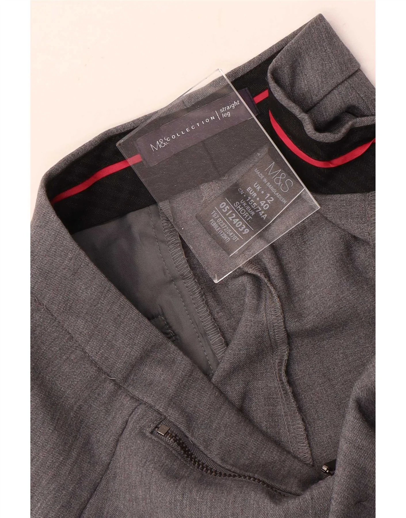 Marks & Spencer Womens Straight Suit Trousers UK 12 Medium W30 L28 Grey - Image 3