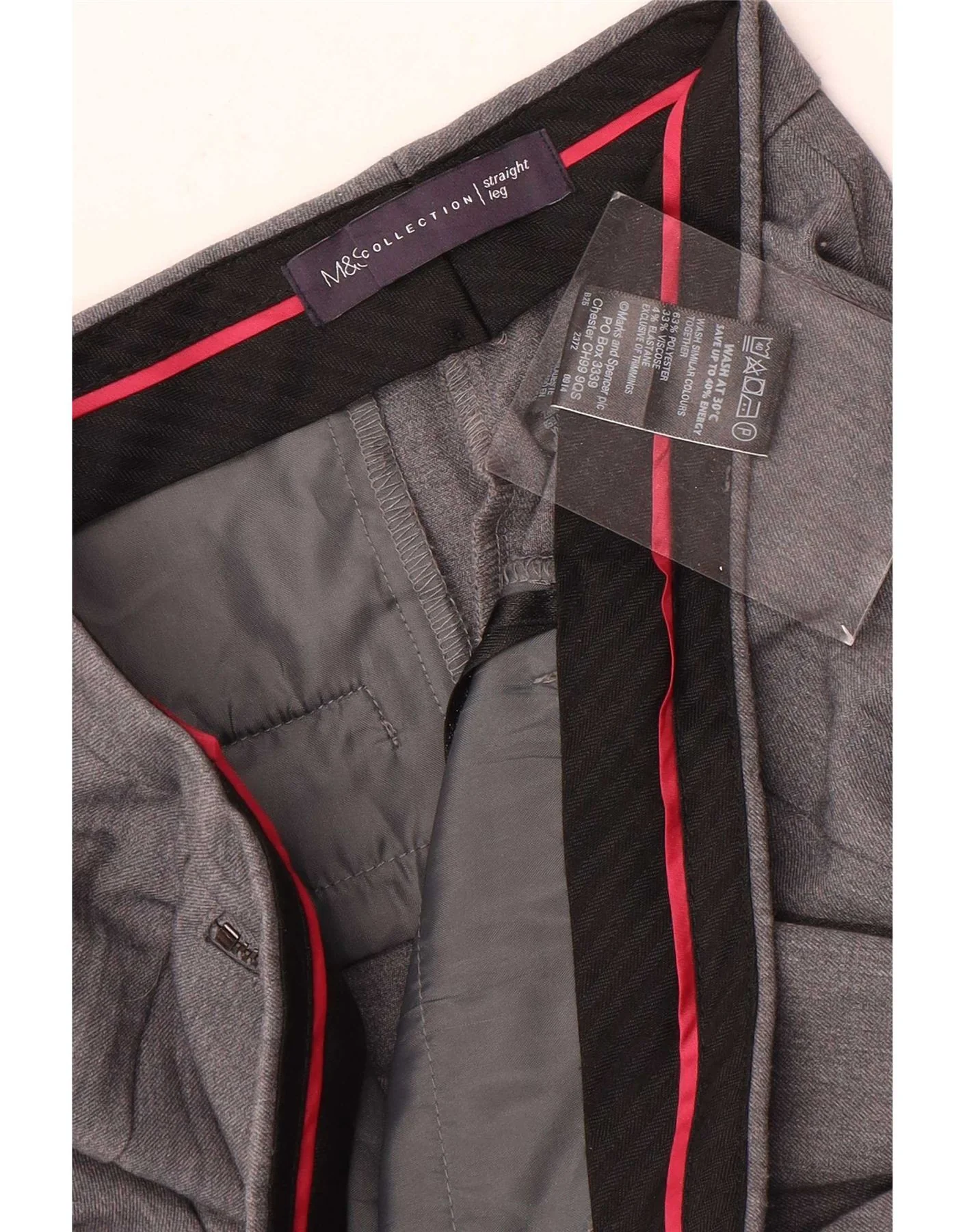 Marks & Spencer Womens Straight Suit Trousers UK 12 Medium W30 L28 Grey - Image 4