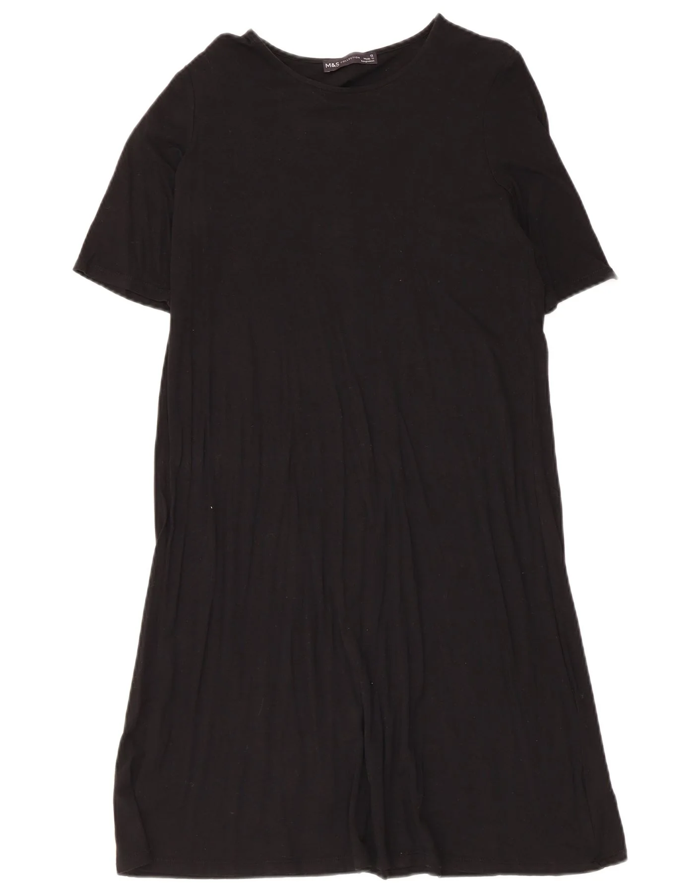 Marks & Spencer Womens T-Shirt Dress UK 12 Medium Black Viscose