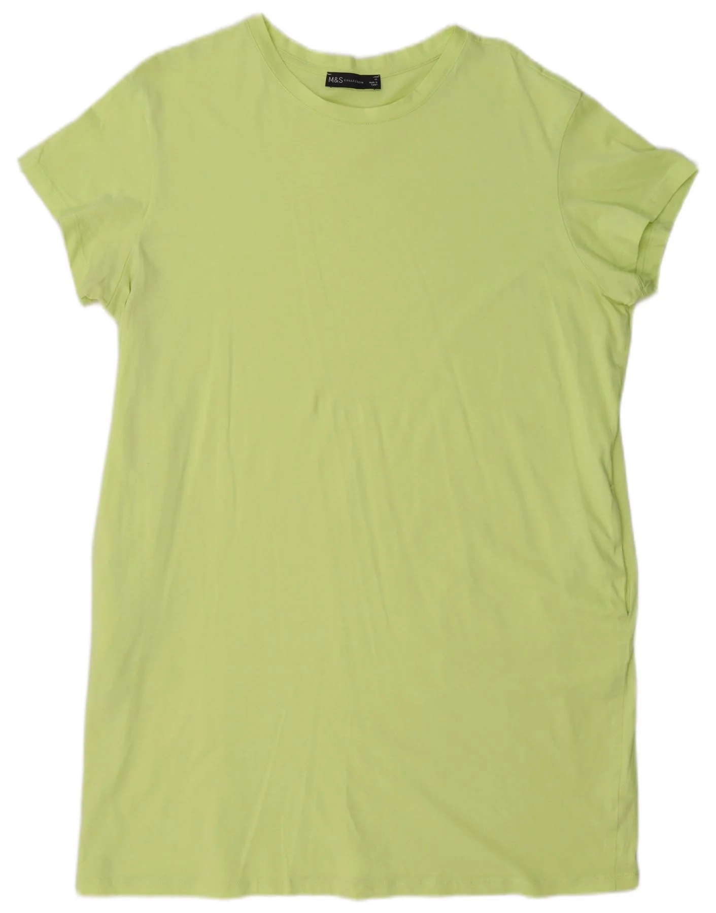 Marks & Spencer Womens T-Shirt Dress UK 16 Large Green Cotton