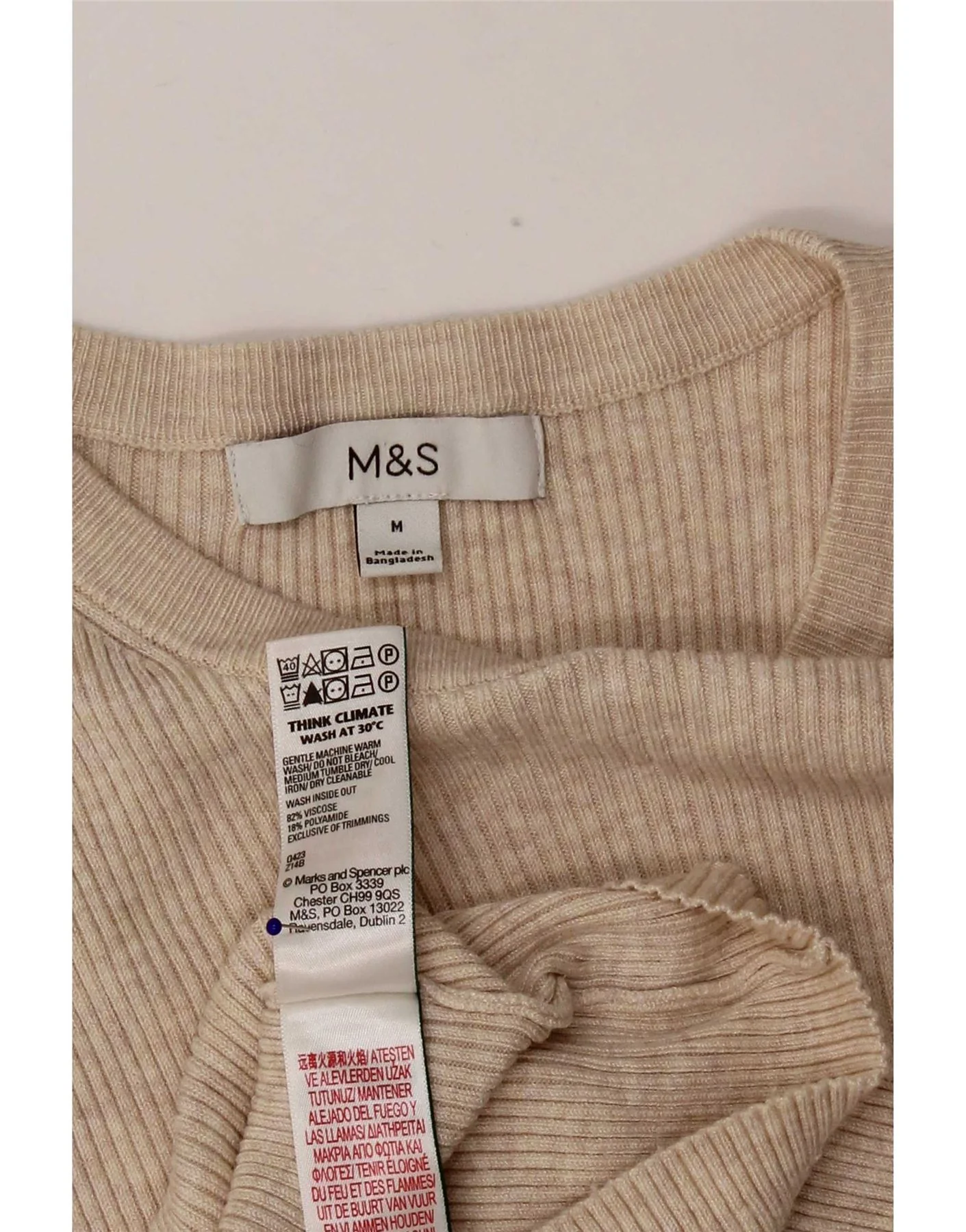 Marks & Spencer Womens T-Shirt Top UK 12 Medium Beige Viscose - Image 3