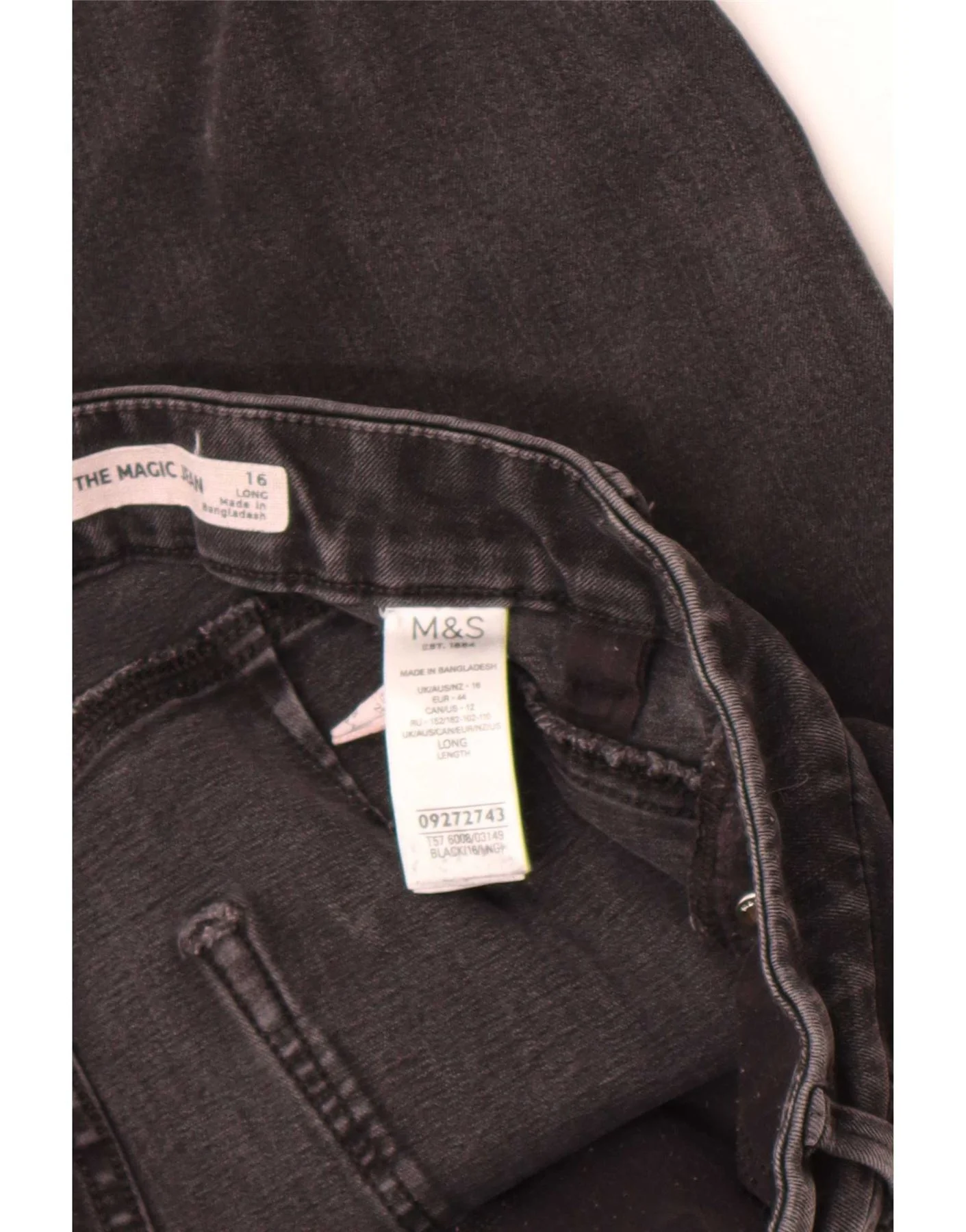 Marks & Spencer Womens The Magic Skinny Jeans UK 16 Large W34 L28 Black - Image 4