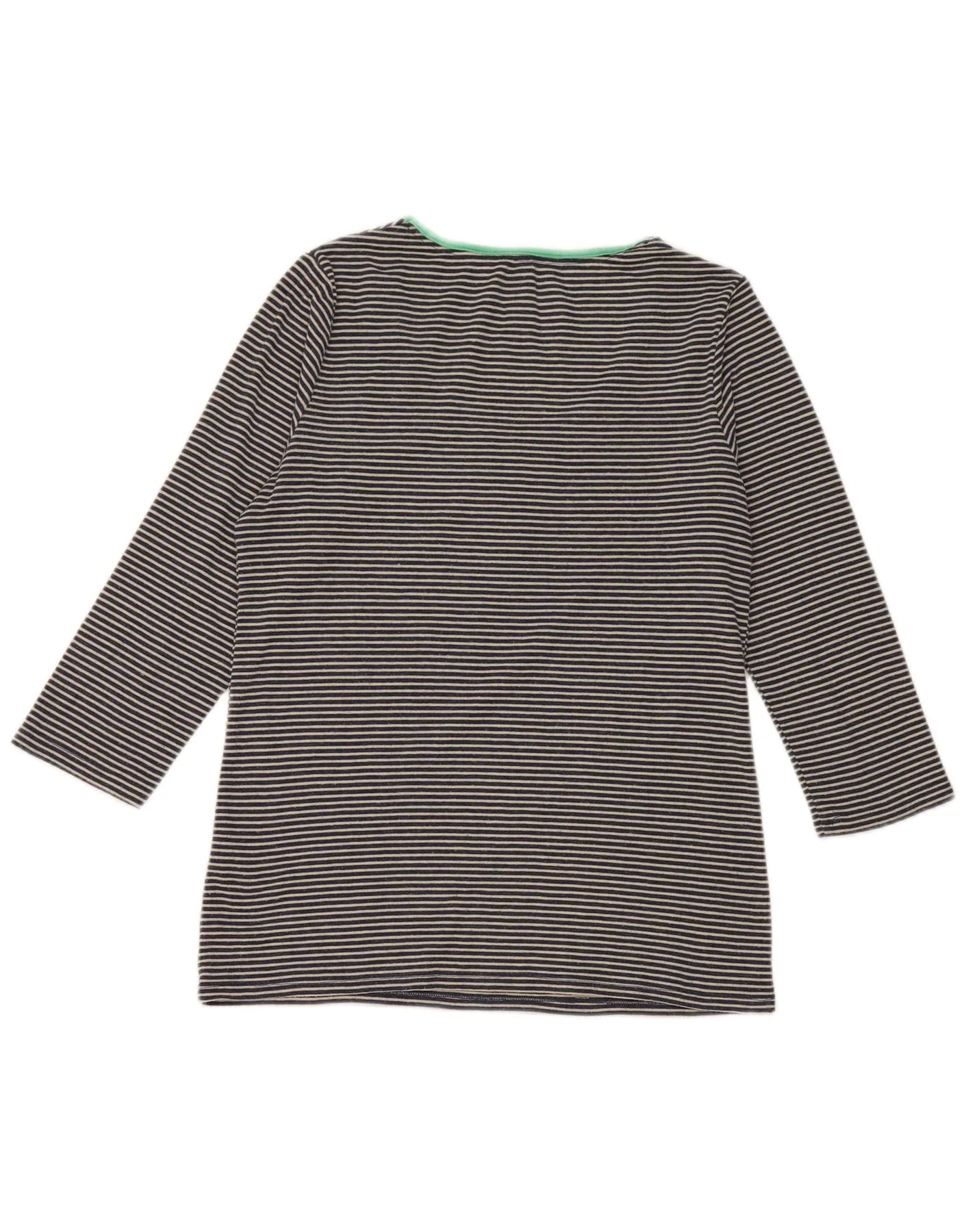 Marks & Spencer Womens Top 3/4 Sleeve UK 14 Medium Navy Blue Pinstripe - Image 2