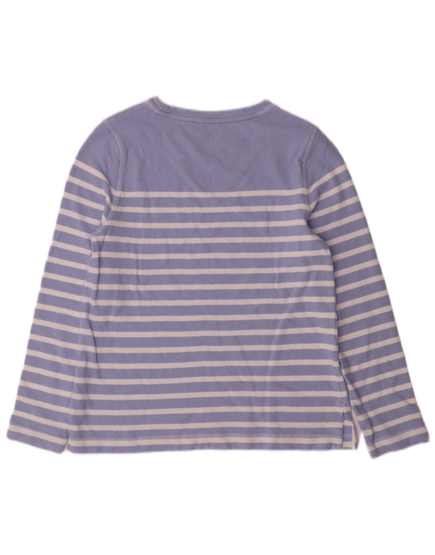 Marks & Spencer Womens Top Long Sleeve UK 10 Small Blue Striped Cotton - Image 2