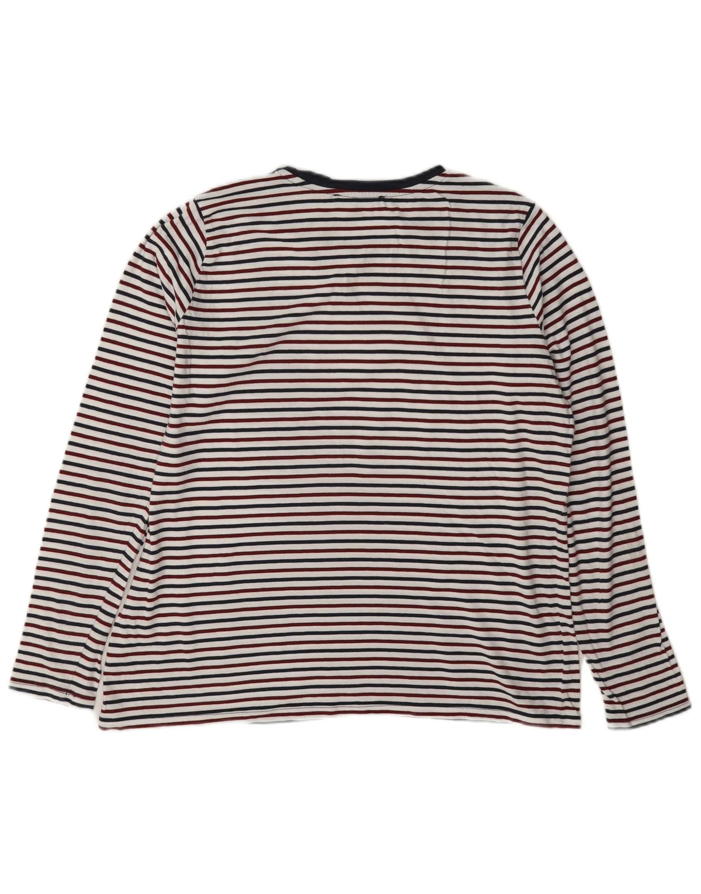Marks & Spencer Womens Top Long Sleeve UK 14 Large White Striped Cotton - Image 2