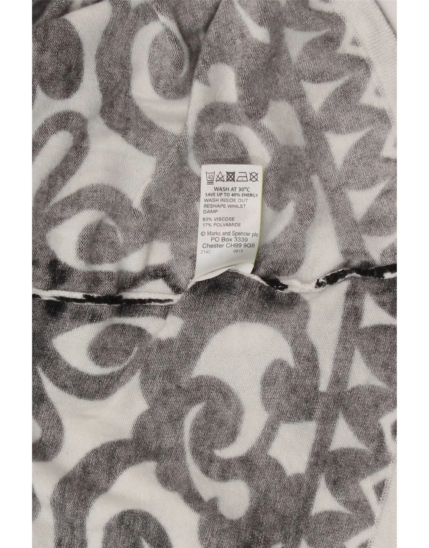 Marks & Spencer Womens Top Long Sleeve UK 16 Large White Paisley Viscose - Image 3