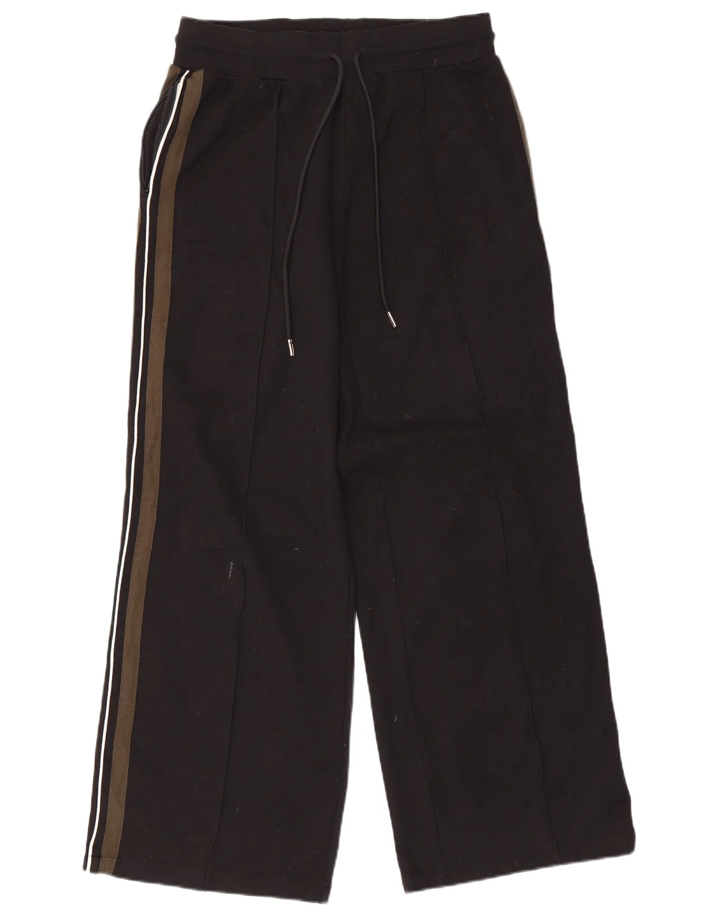 Marks & Spencer Womens Tracksuit Trousers UK 14 Large Black Striped Viscose