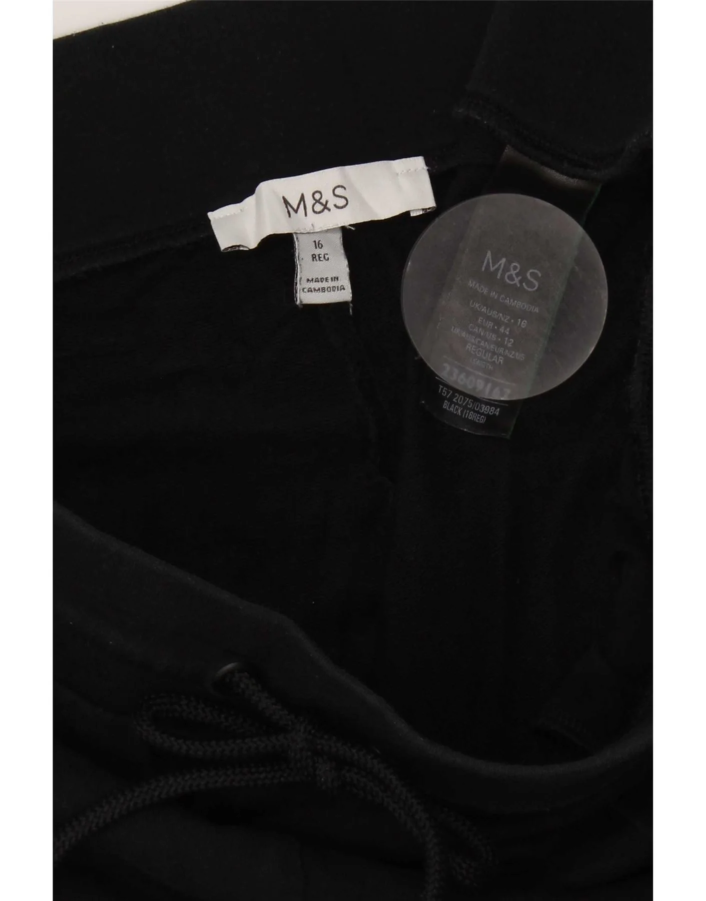Marks & Spencer Womens Tracksuit Trousers UK 16 Large Black Cotton - Image 3
