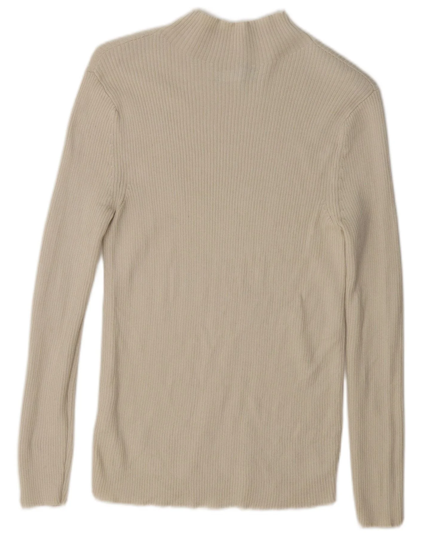 Marks & Spencer Womens Turtle Neck Jumper Sweater UK 12 Medium Beige Wool - Image 2