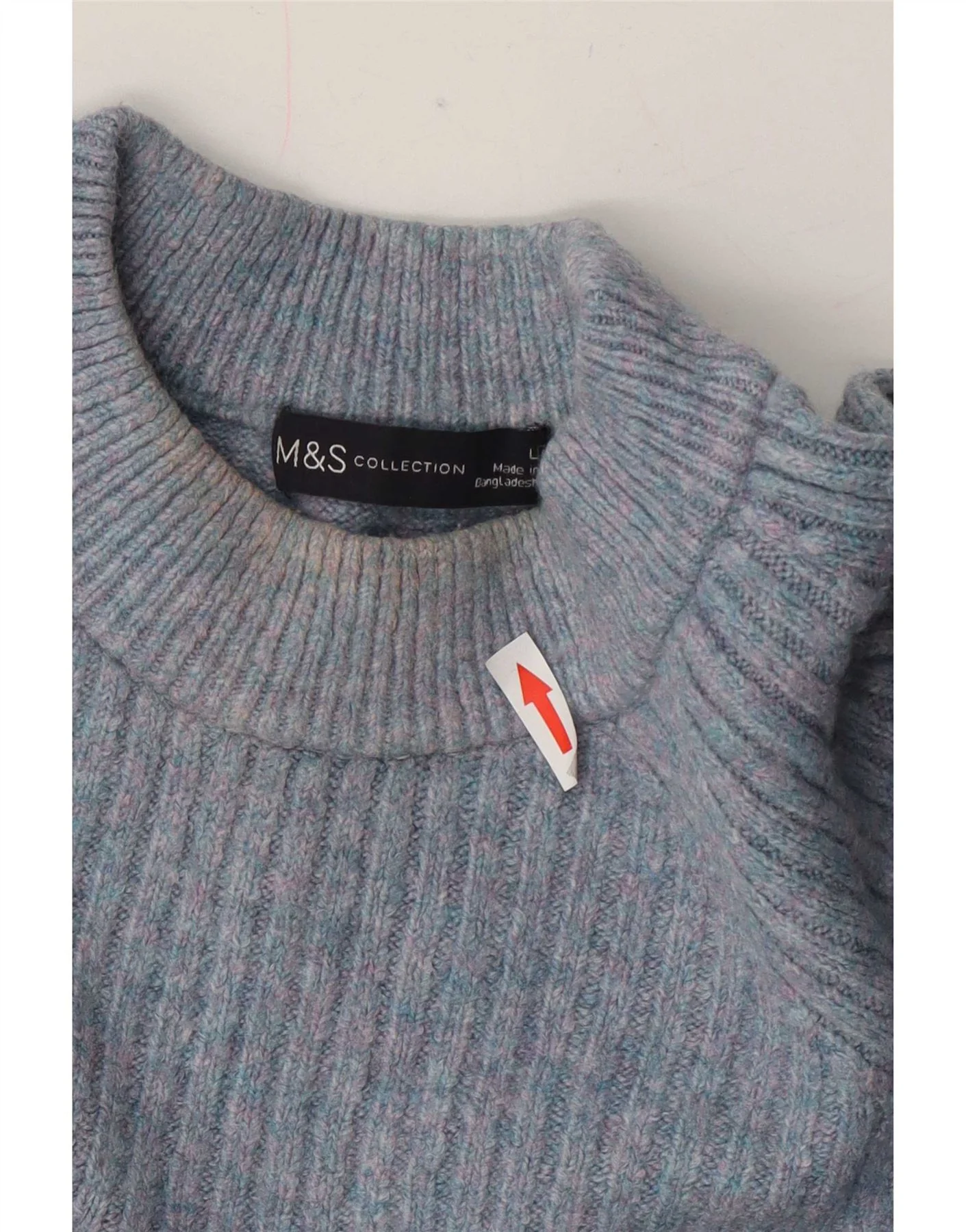 Marks & Spencer Womens Turtle Neck Jumper Sweater UK 14 Large Blue Flecked - Image 3
