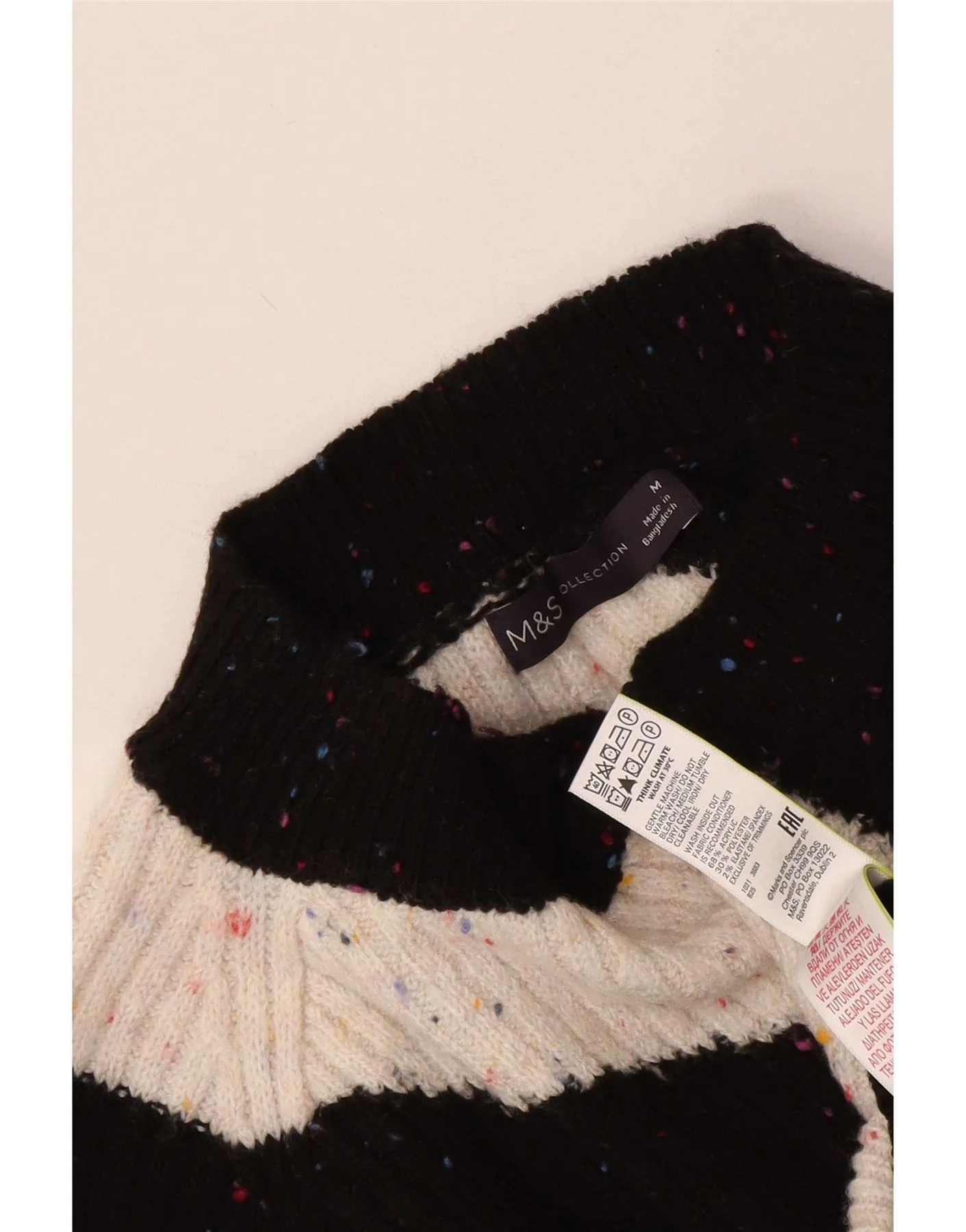Marks & Spencer Womens Turtle Neck Jumper Sweater UK 14 Medium Black - Image 3