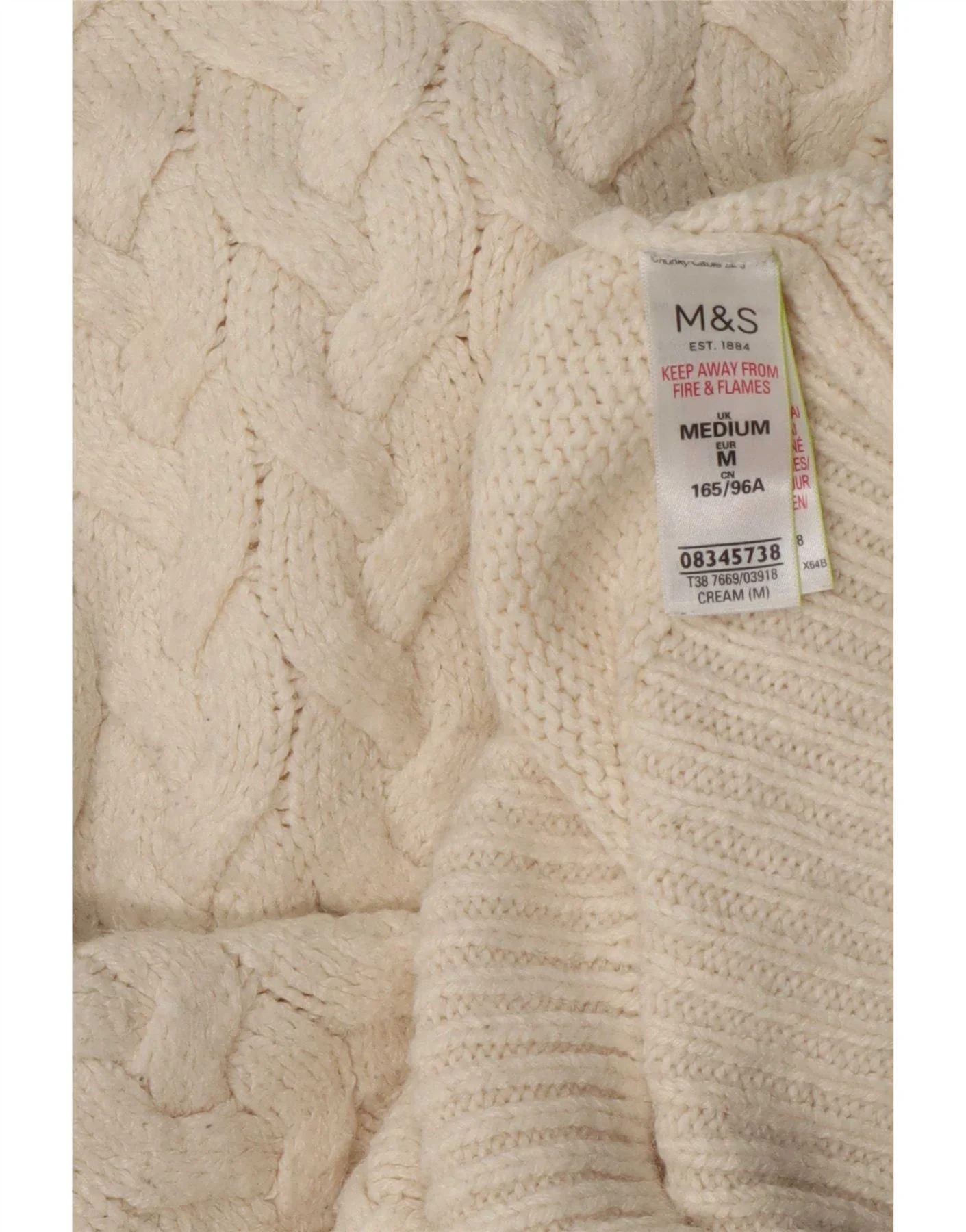 Marks & Spencer Womens Turtle Neck Jumper Sweater UK 14 Medium Off White Cl - Image 3