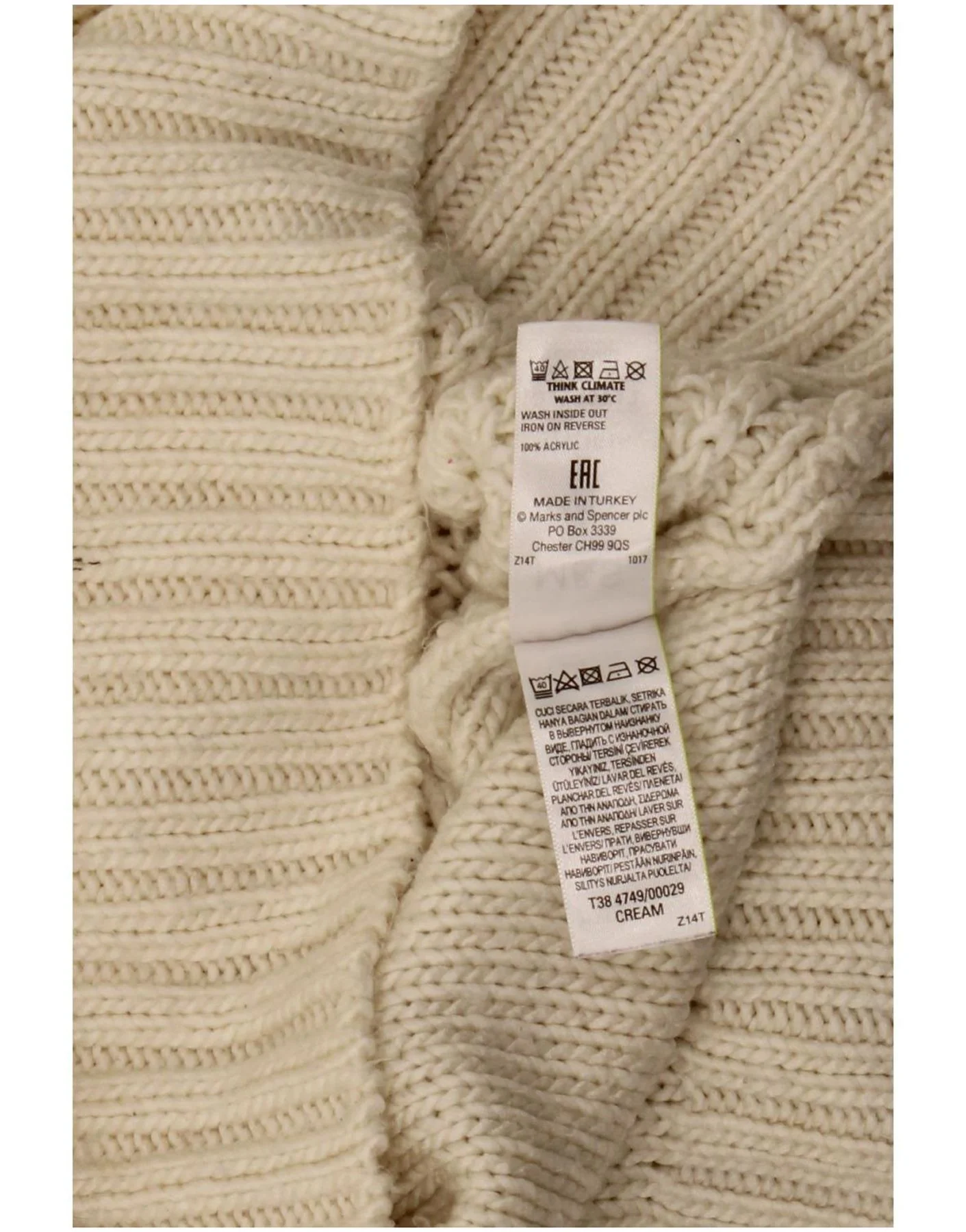 Marks & Spencer Womens Turtle Neck Jumper Sweater UK 16 Large Off White - Image 5