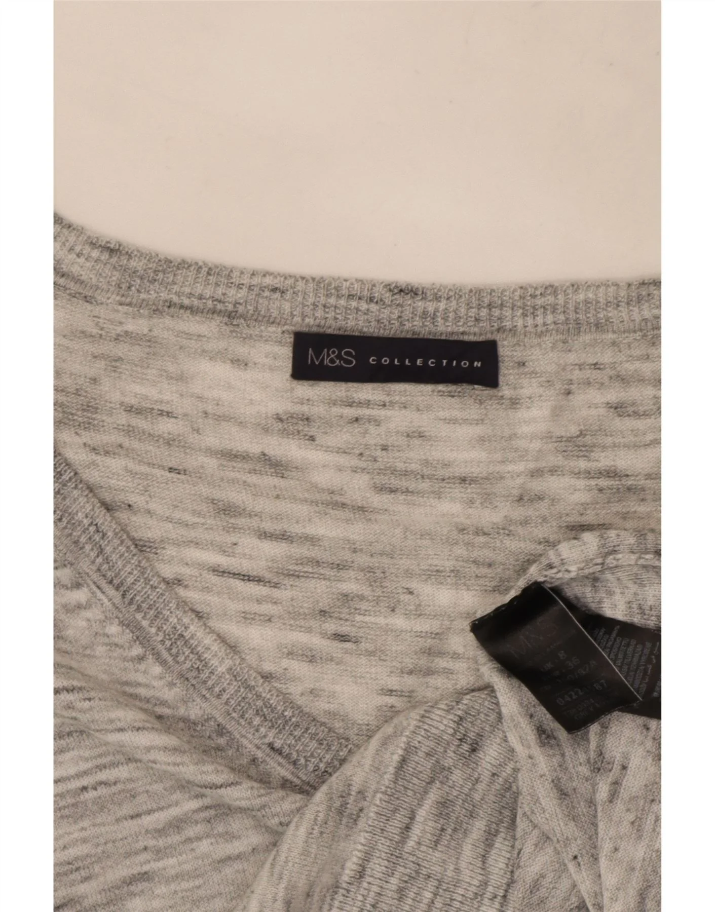Marks & Spencer Womens V-Neck Jumper Sweater UK 8 Small Grey Flecked - Image 4