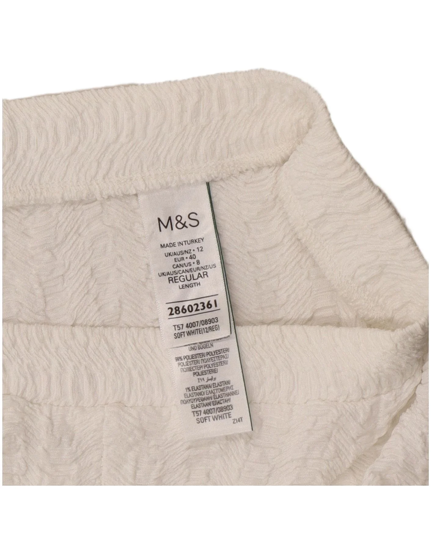Marks & Spencer Womens Wide Leg Casual Trousers UK 12 Medium W30 L32 White - Image 5