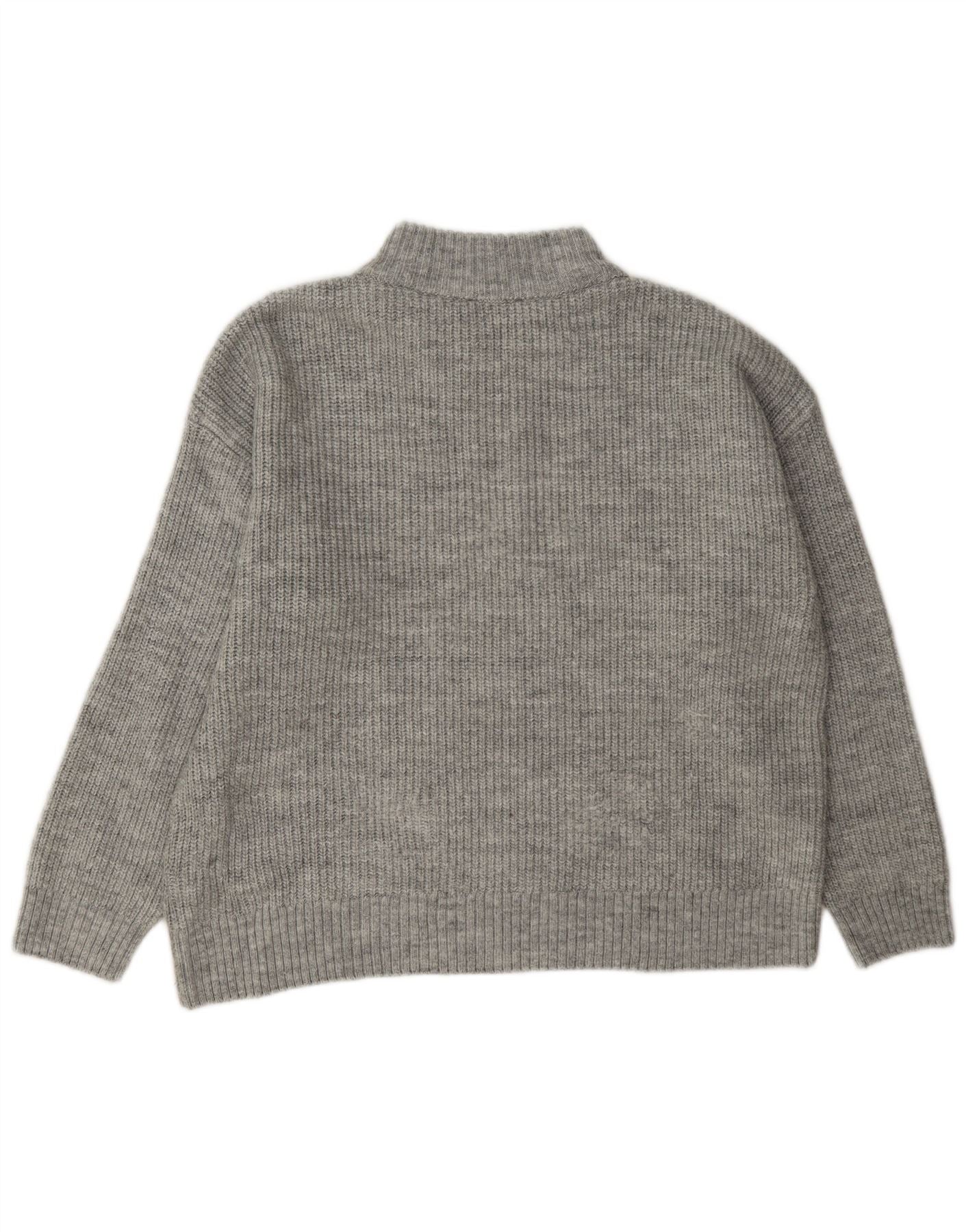 Marks & Spencer Womens Zip Neck Jumper Sweater UK 14 Large Grey Flecked - Image 2