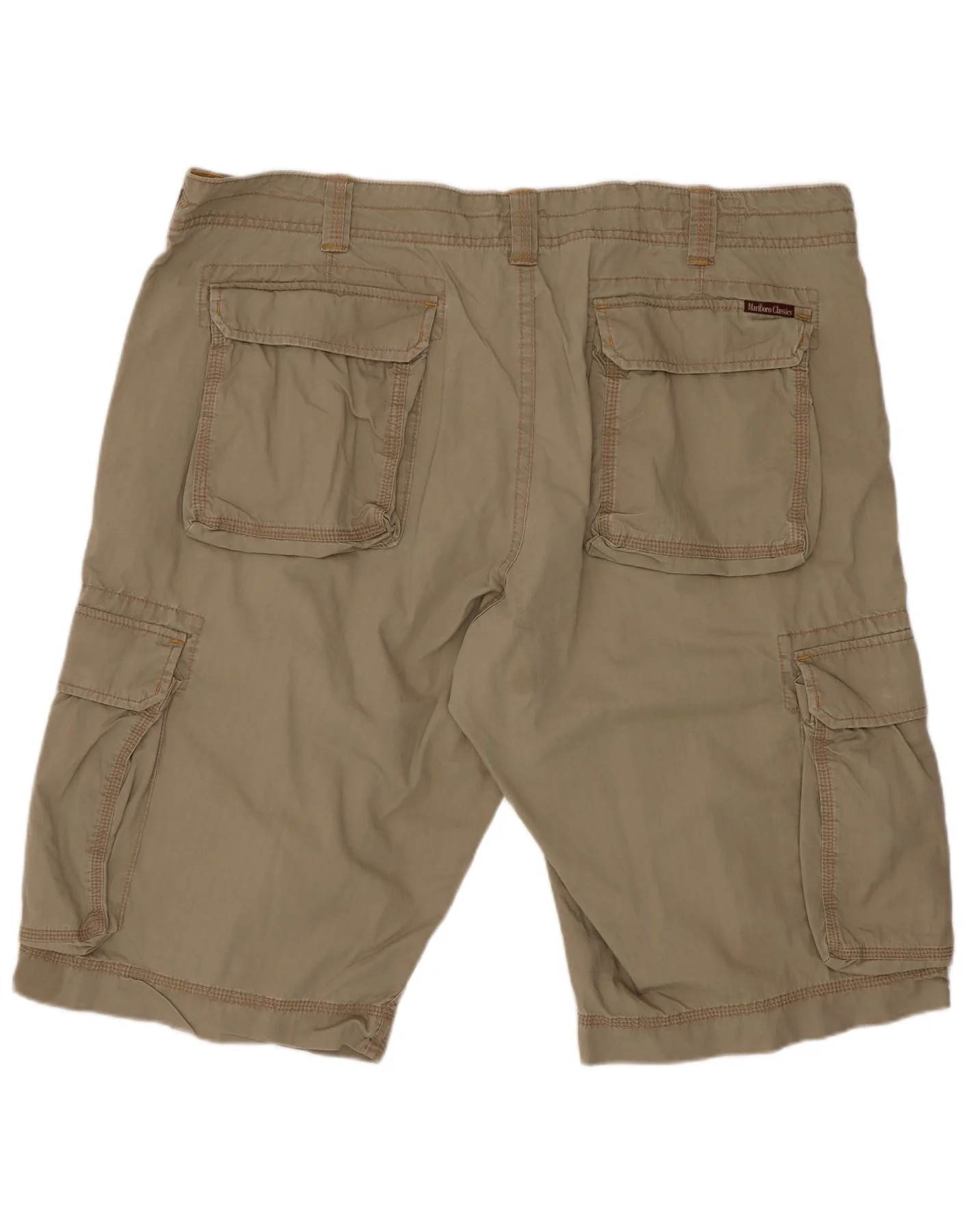Marlboro Classics Mens Regular Fit Cargo Shorts W40 XL Khaki Cotton - Image 2