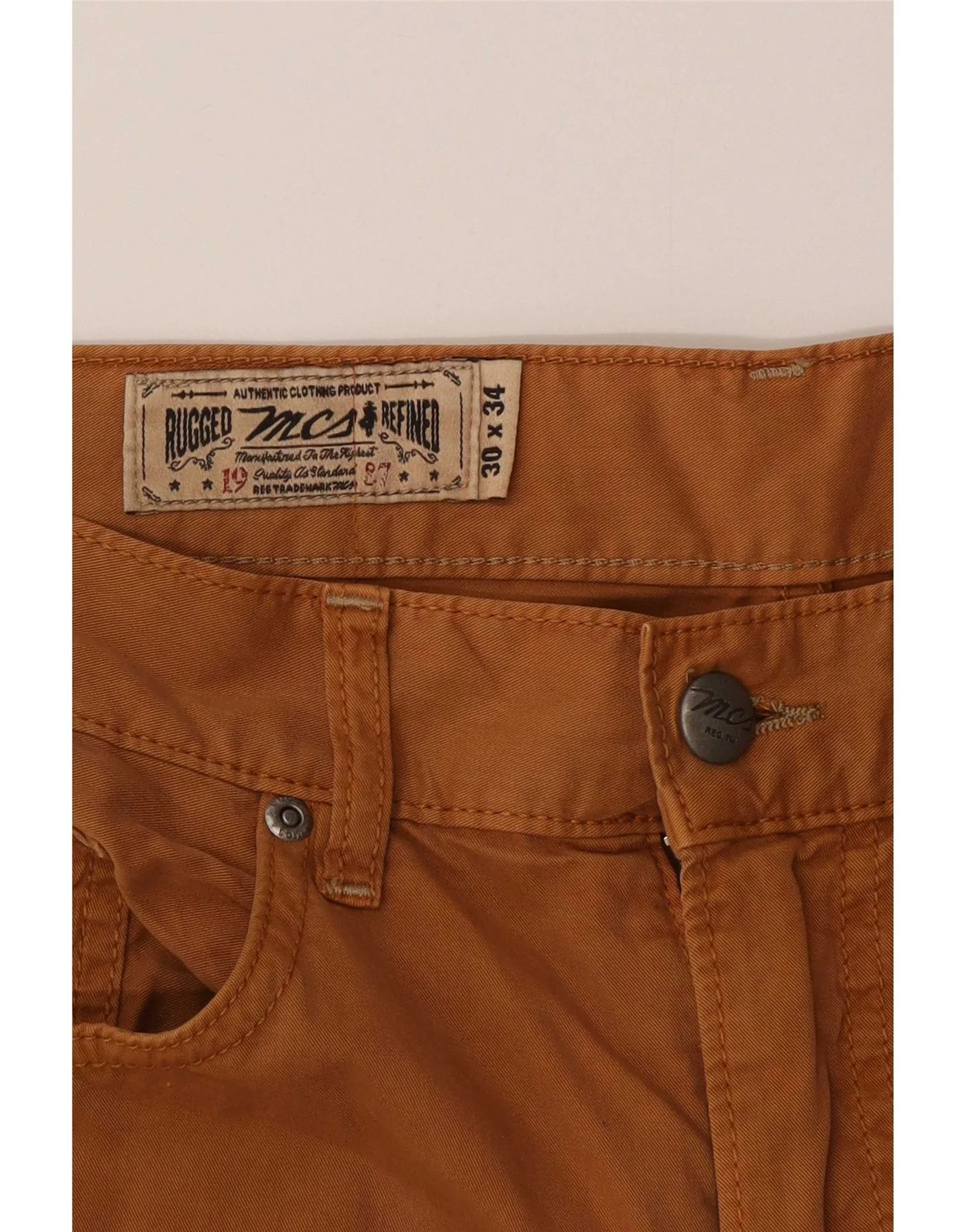 Marlboro Classics Mens Regular Straight Casual Trousers W30 L34 Brown - Image 4
