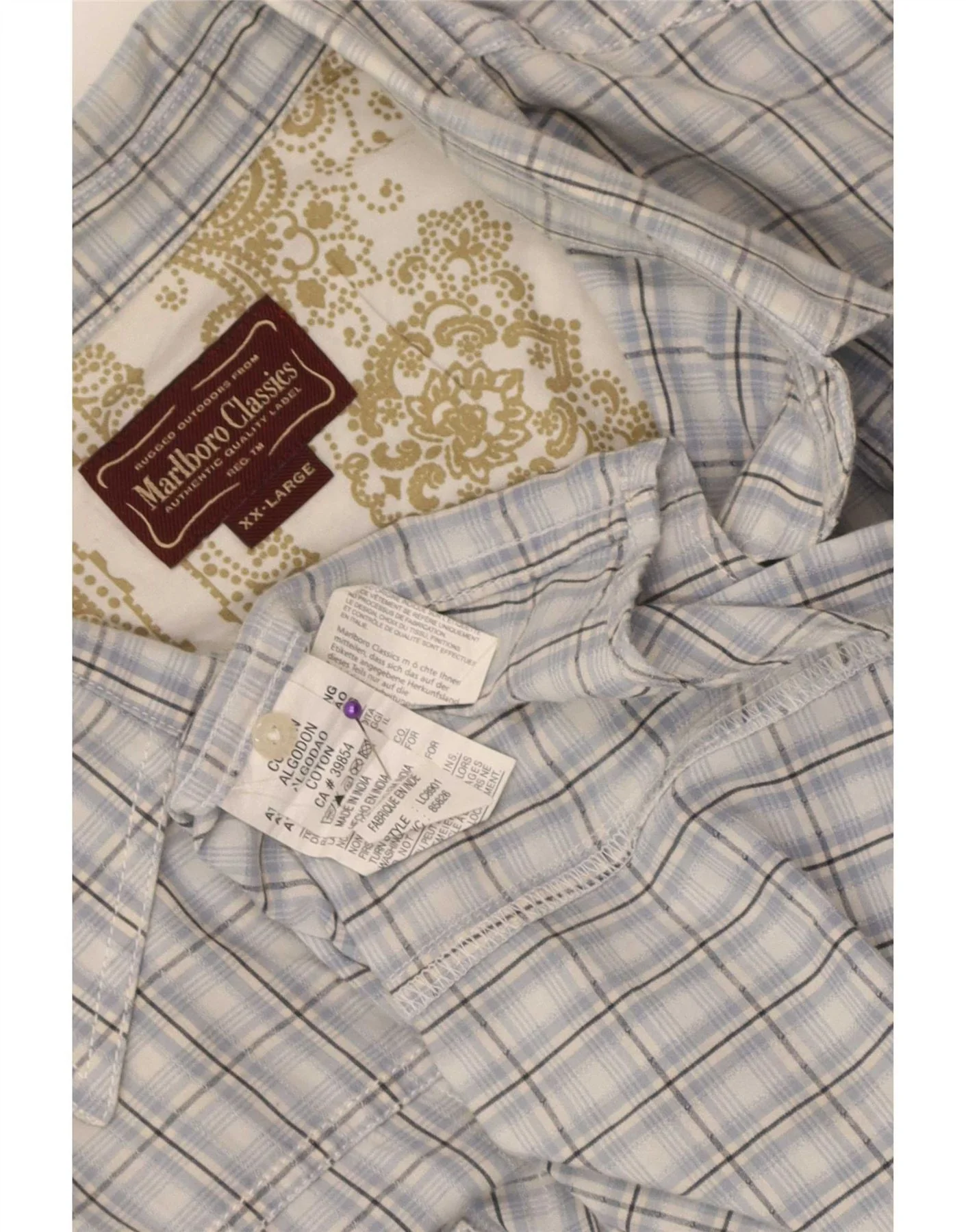 Marlboro Classics Mens Shirt 2XL Blue Check Cotton - Image 4