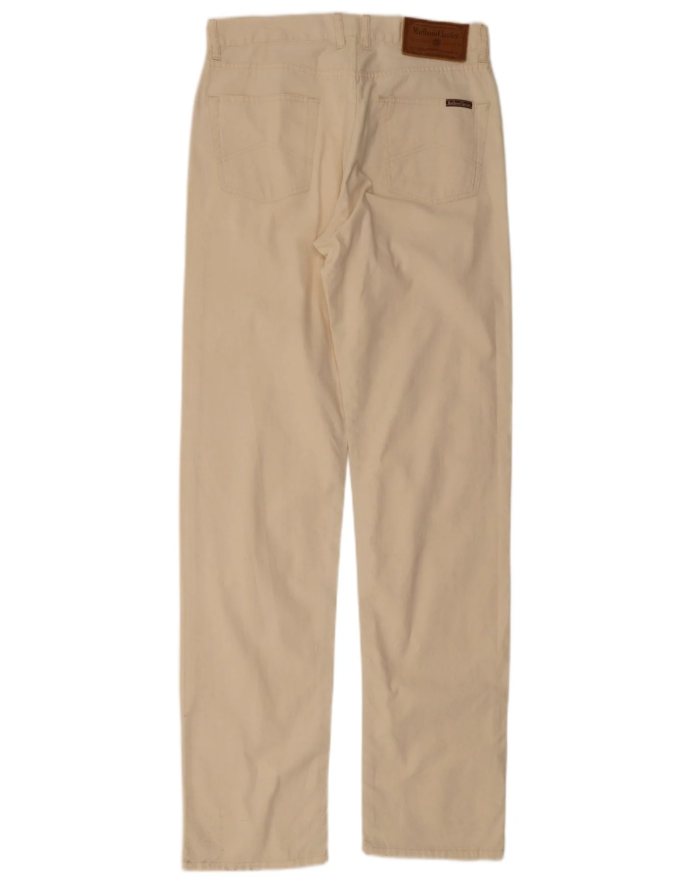 Marlboro Classics Mens Straight Casual Trousers W32 L36 Beige Cotton - Image 2