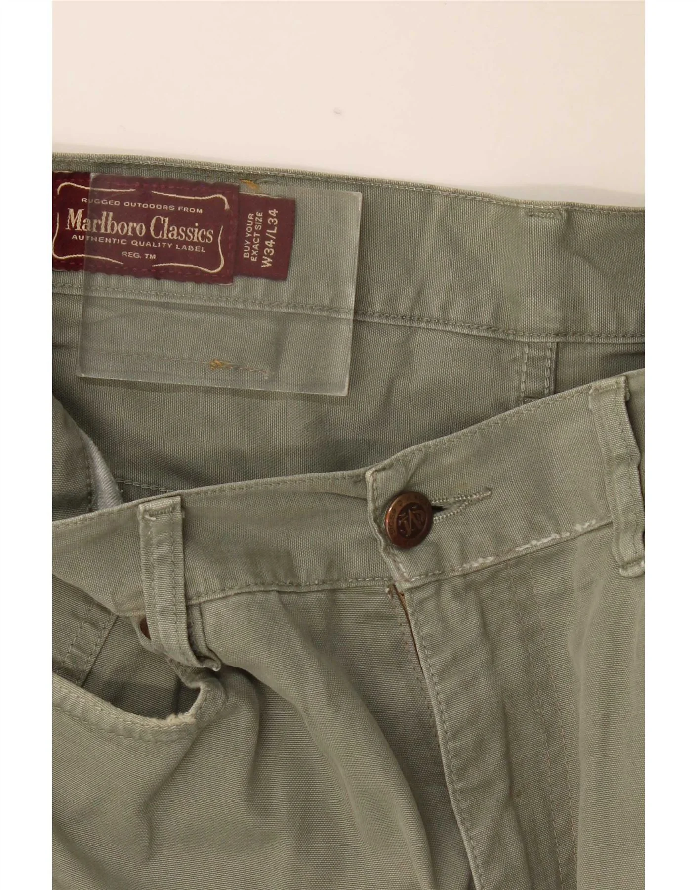 Marlboro Classics Mens Straight Casual Trousers W34 L34 Khaki - Image 4