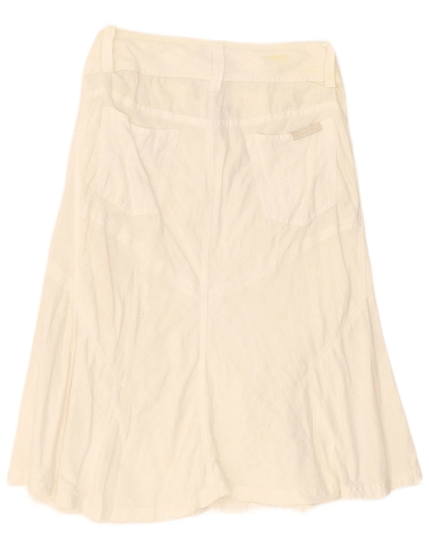 Marlboro Classics Womens A-Line Skirt EU 42 Large W30 White Linen - Image 2