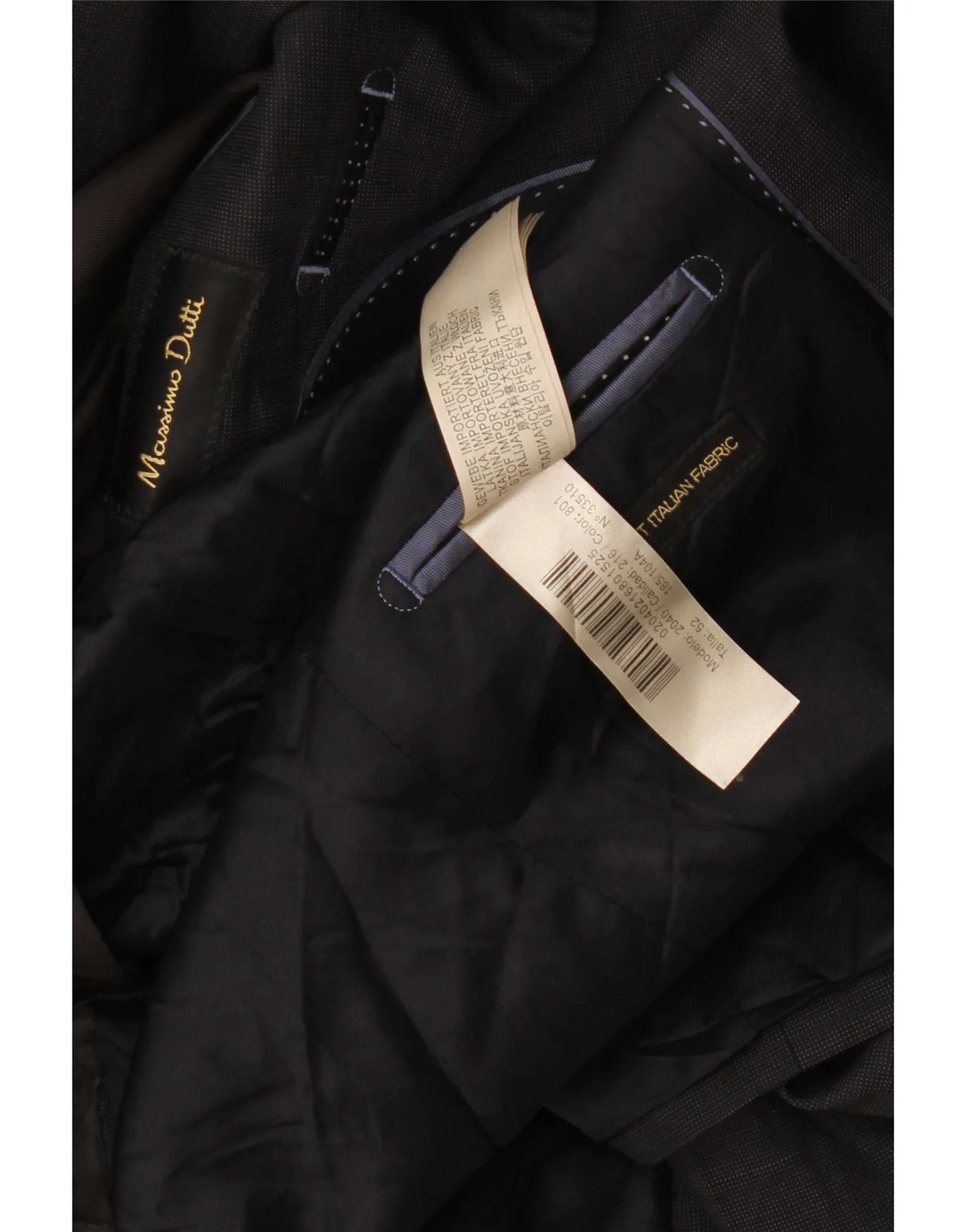 Massimo Dutti Mens 2 Button Blazer Jacket EU 52 Large Black Wool - Image 3