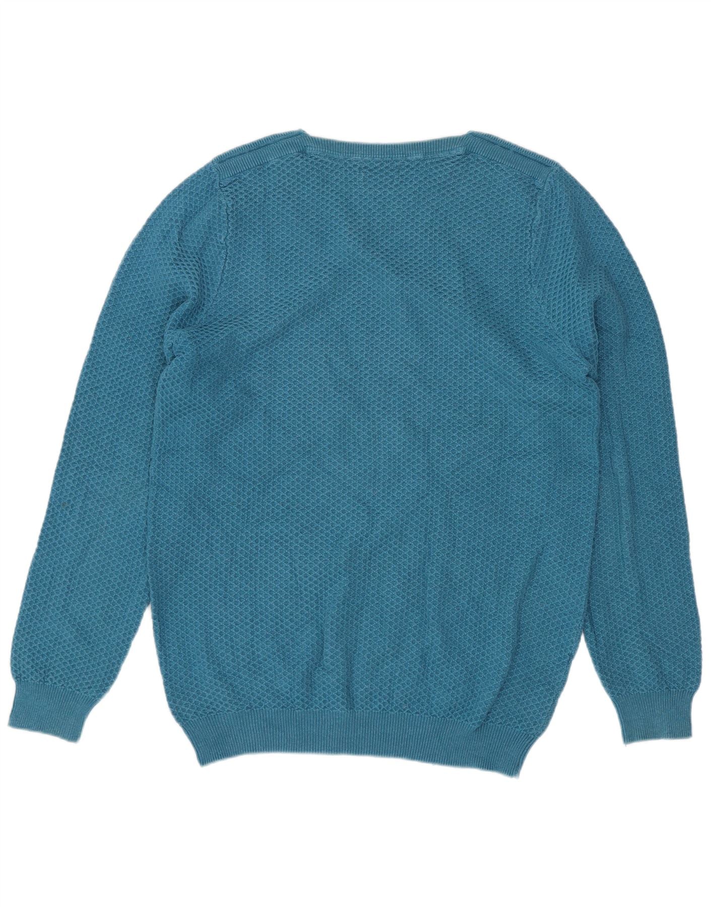 Massimo Dutti Mens Boat Neck Jumper Sweater Medium Blue Cotton - Image 2
