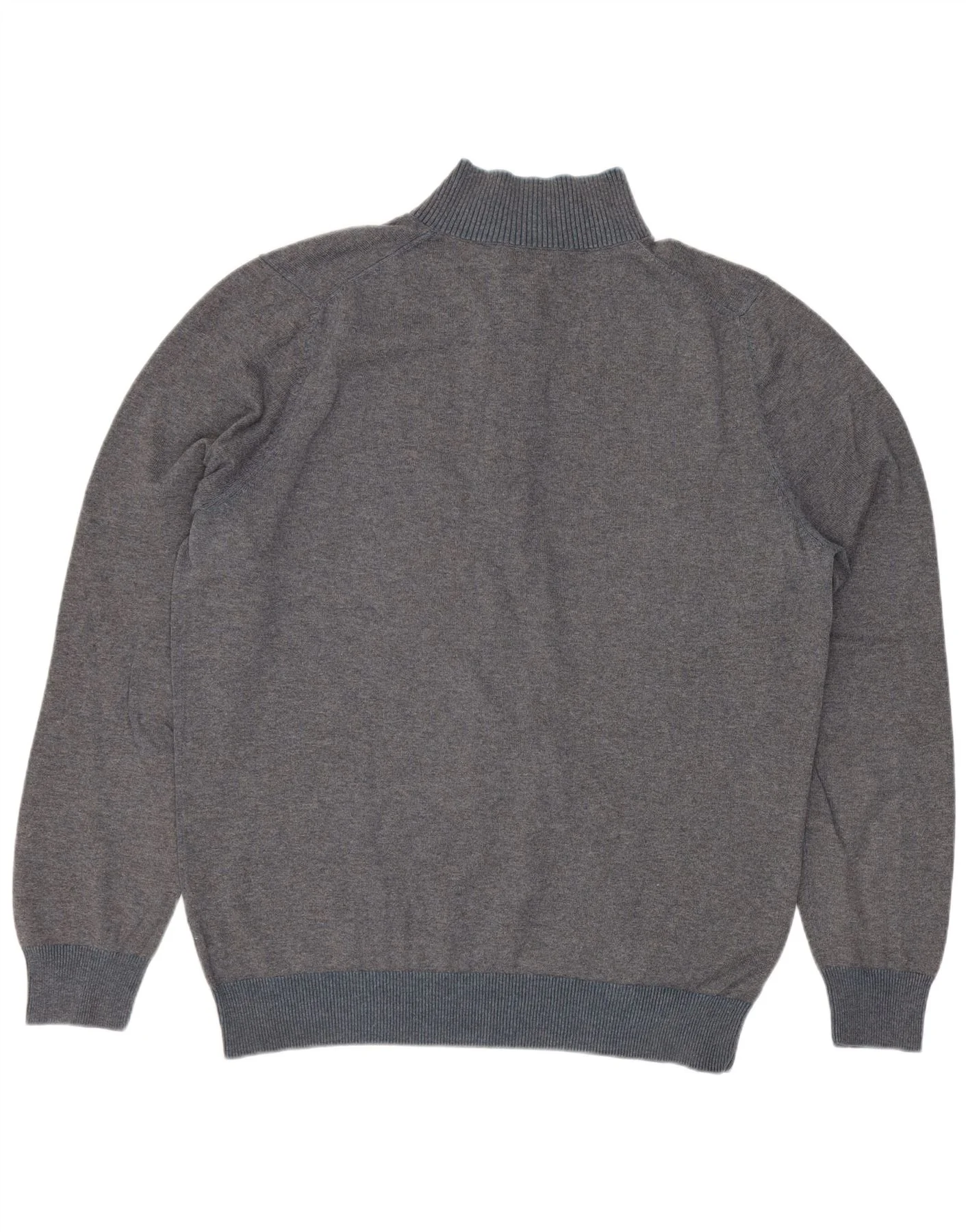 Massimo Dutti Mens Button Neck Jumper Sweater Large Grey Cotton - Image 2