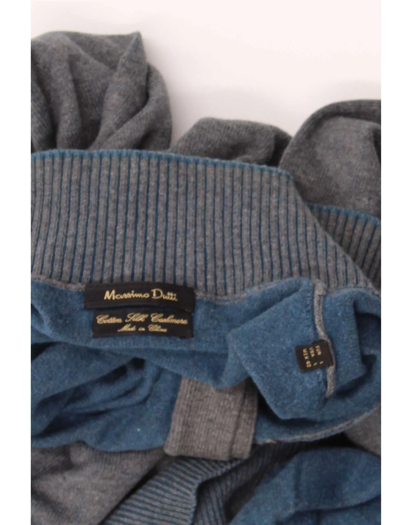 Massimo Dutti Mens Button Neck Jumper Sweater Large Grey Cotton - Image 3