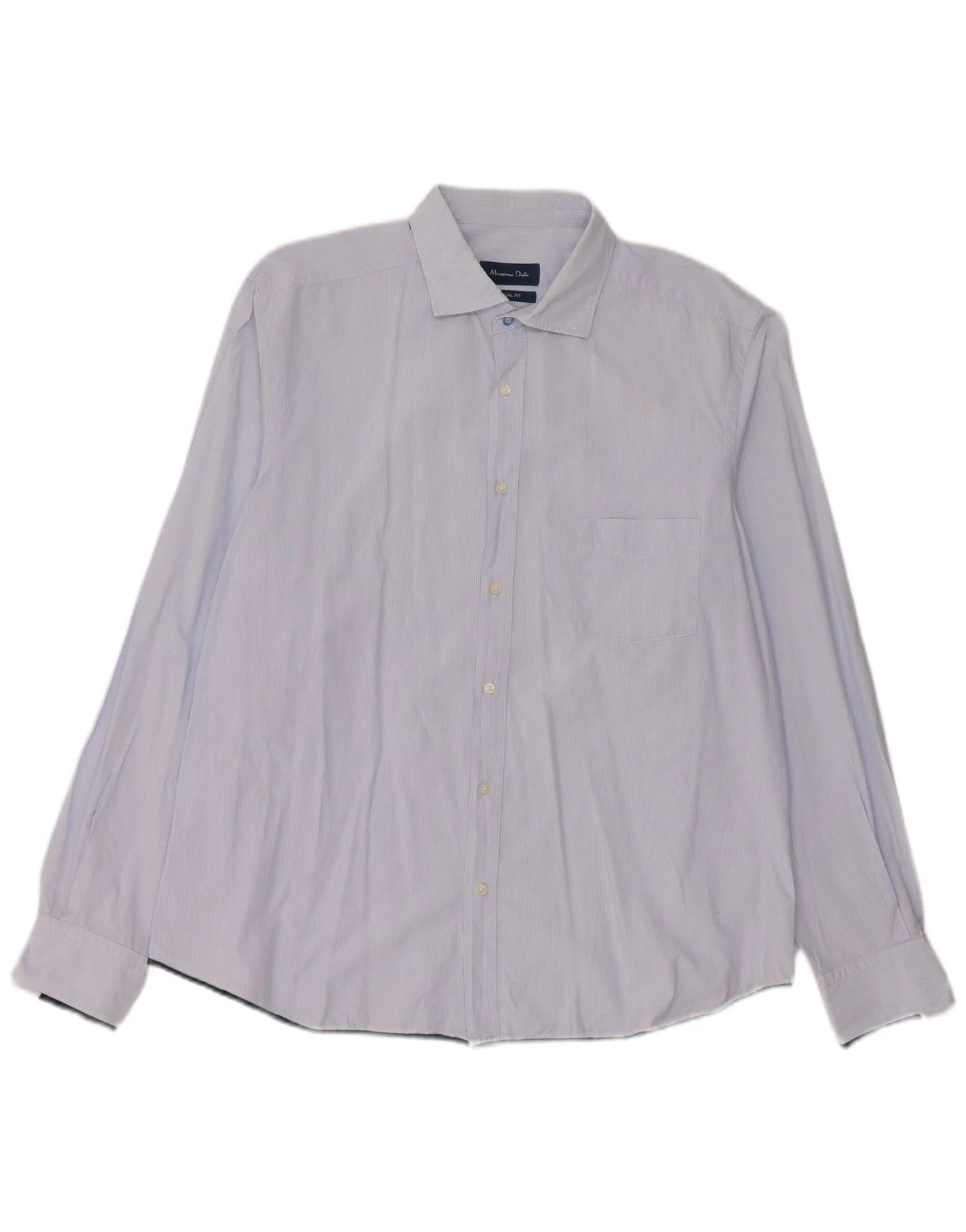 Massimo Dutti Mens Casual Fit Shirt 2XL Blue Pinstripe