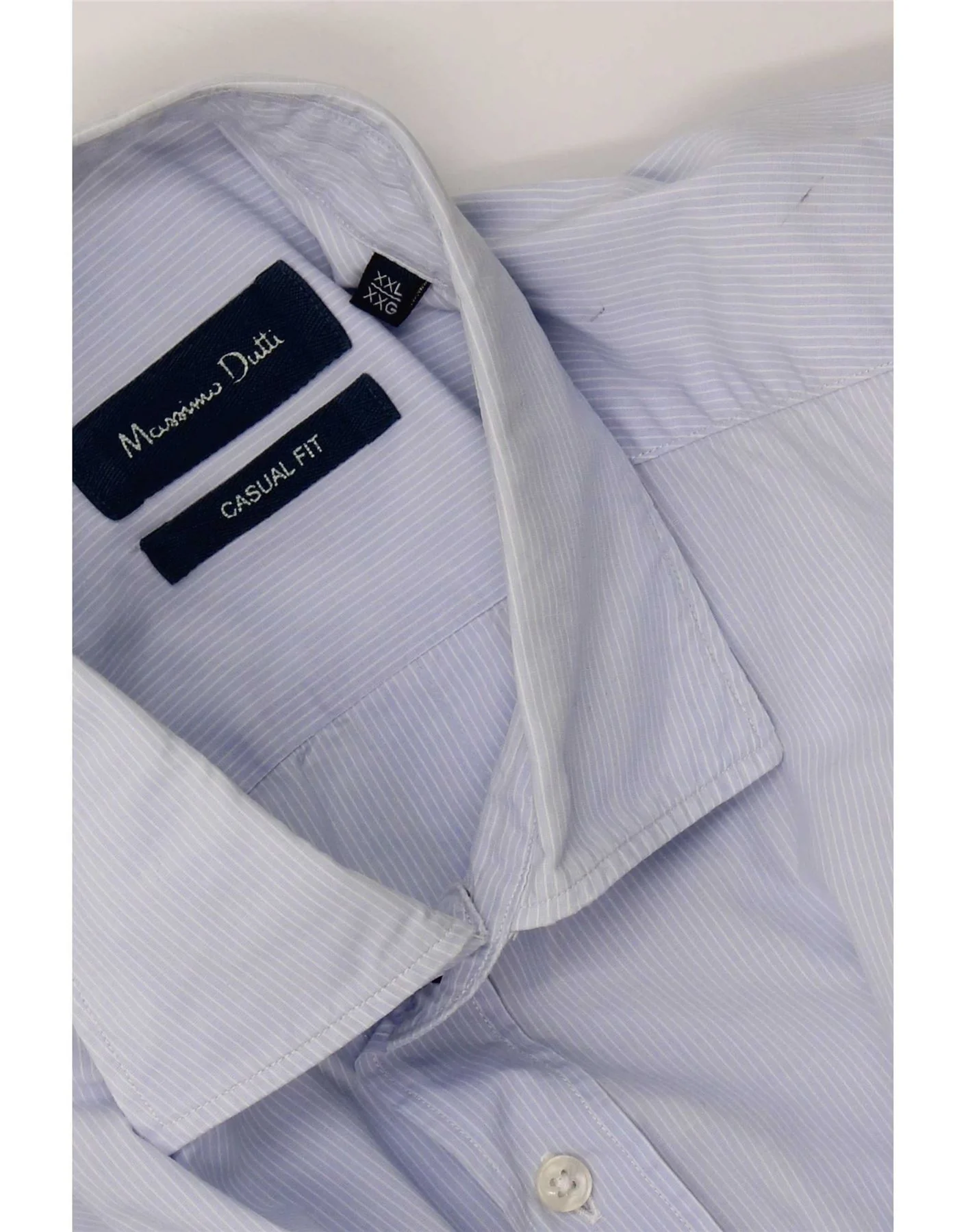 Massimo Dutti Mens Casual Fit Shirt 2XL Blue Pinstripe - Image 5