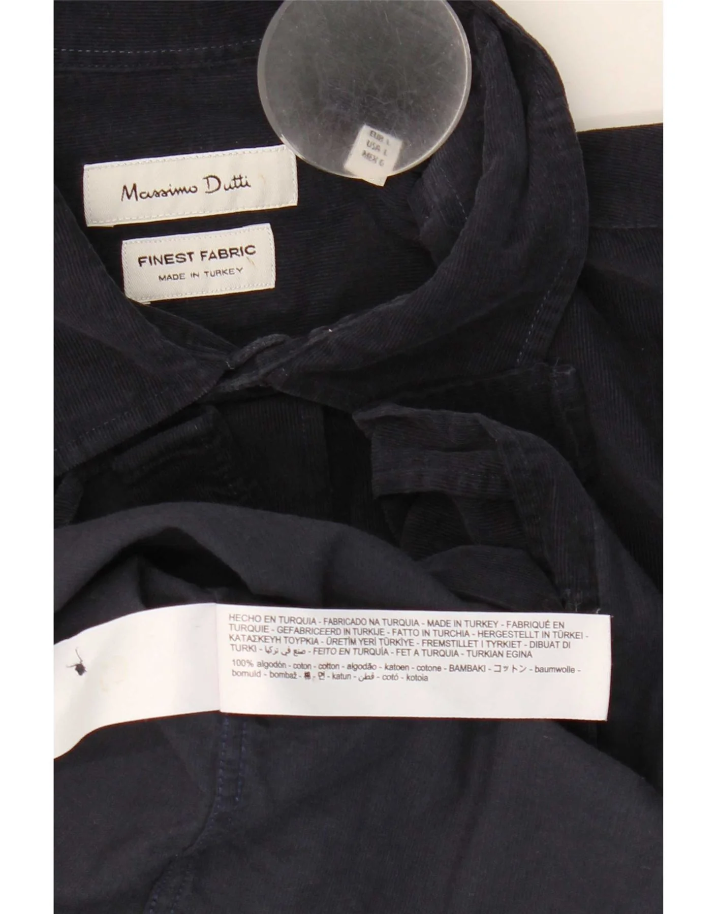 Massimo Dutti Mens Corduroy Shirt Large Navy Blue Cotton - Image 3