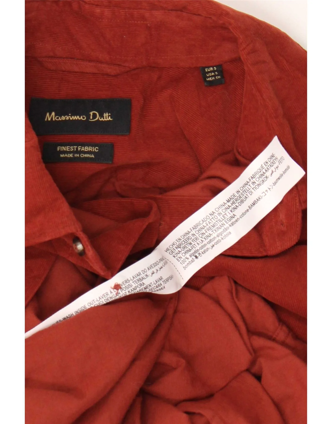 Massimo Dutti Mens Corduroy Shirt Small Red Cotton - Image 3