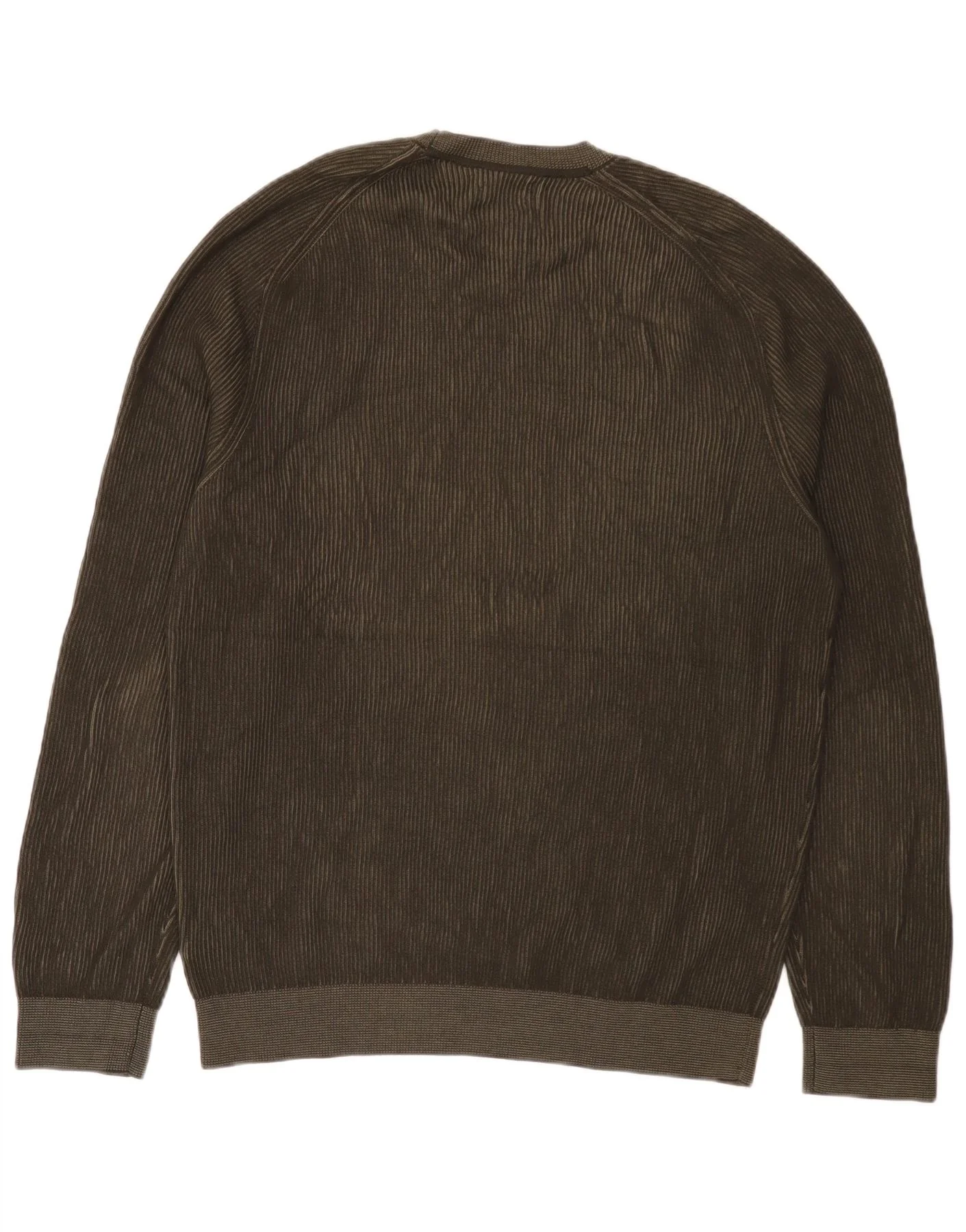 Massimo Dutti Mens Crew Neck Jumper Sweater XL Khaki Cotton - Image 2