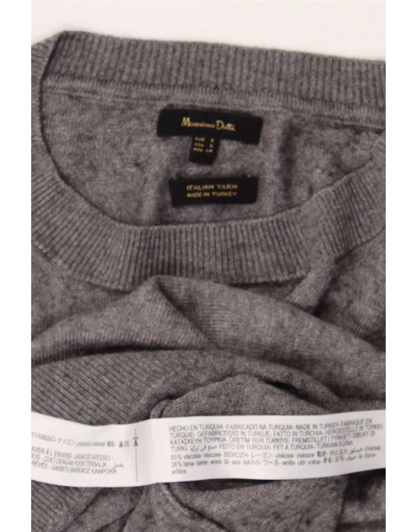 Massimo Dutti Mens Loose Fit Crew Neck Jumper Sweater Small Grey Viscose - Image 3