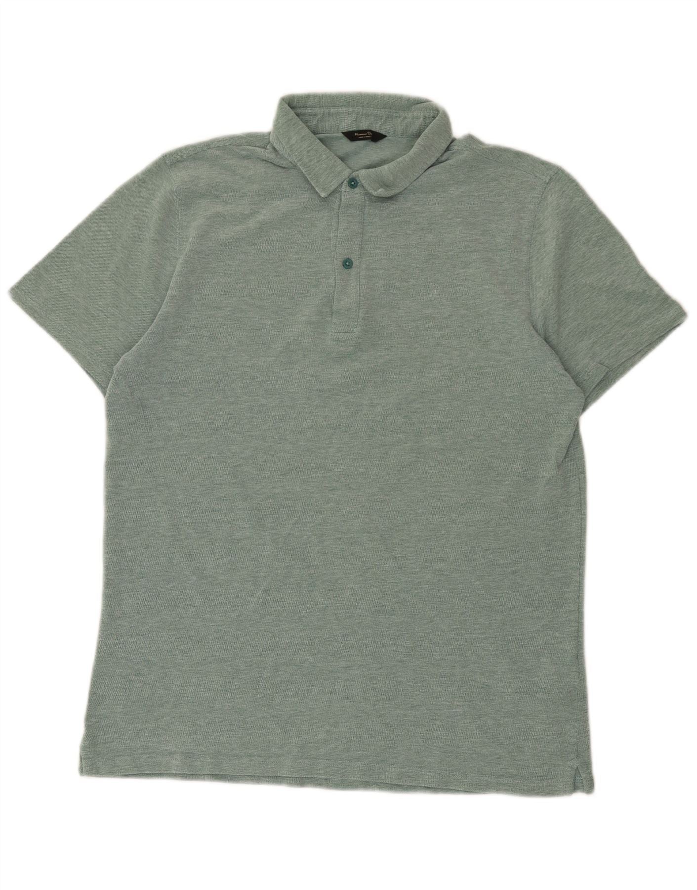 Massimo Dutti Mens Polo Shirt Large Green Cotton