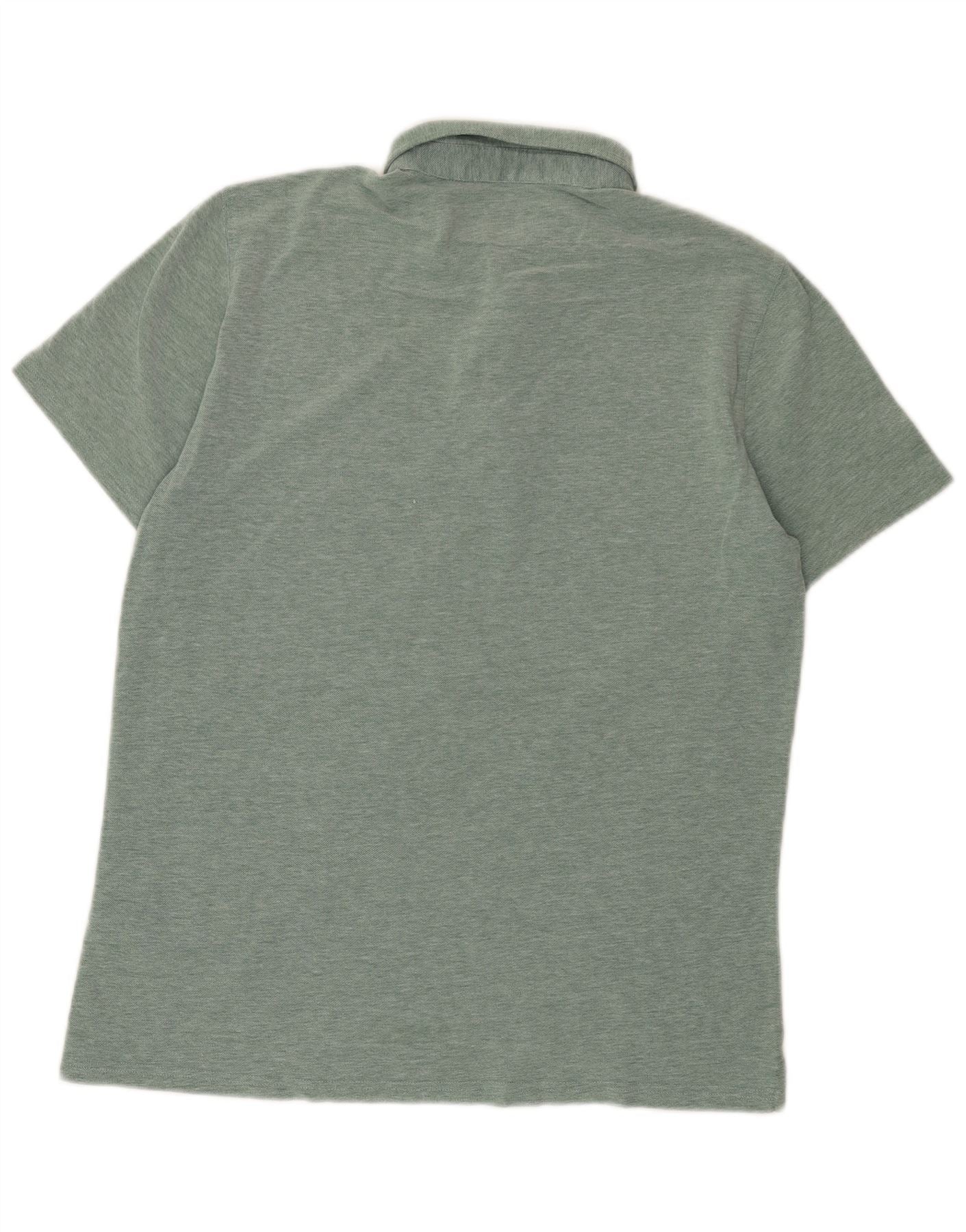 Massimo Dutti Mens Polo Shirt Large Green Cotton - Image 2