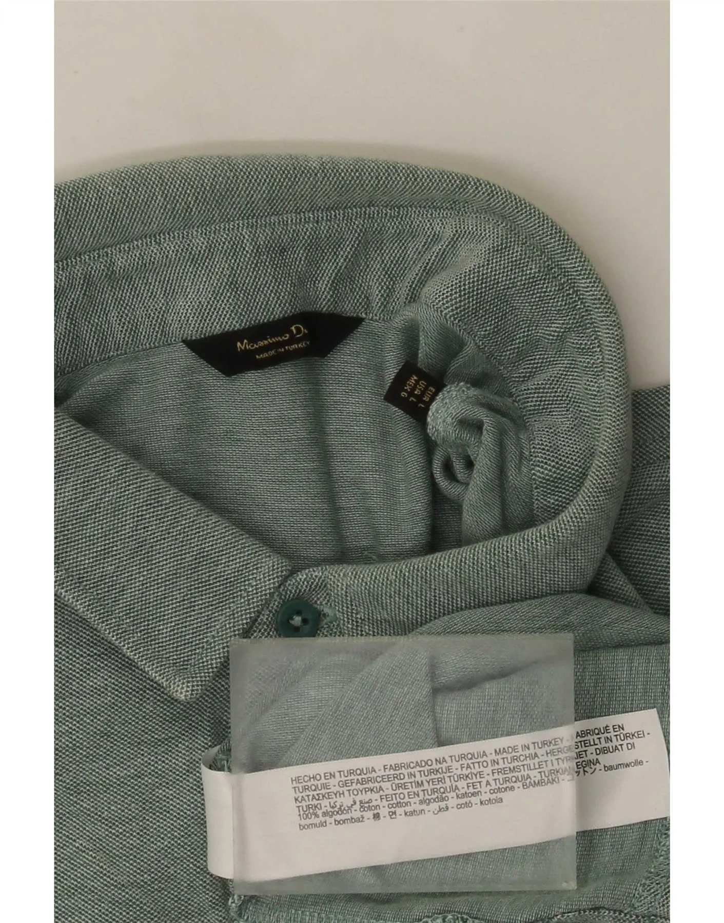 Massimo Dutti Mens Polo Shirt Large Green Cotton - Image 3
