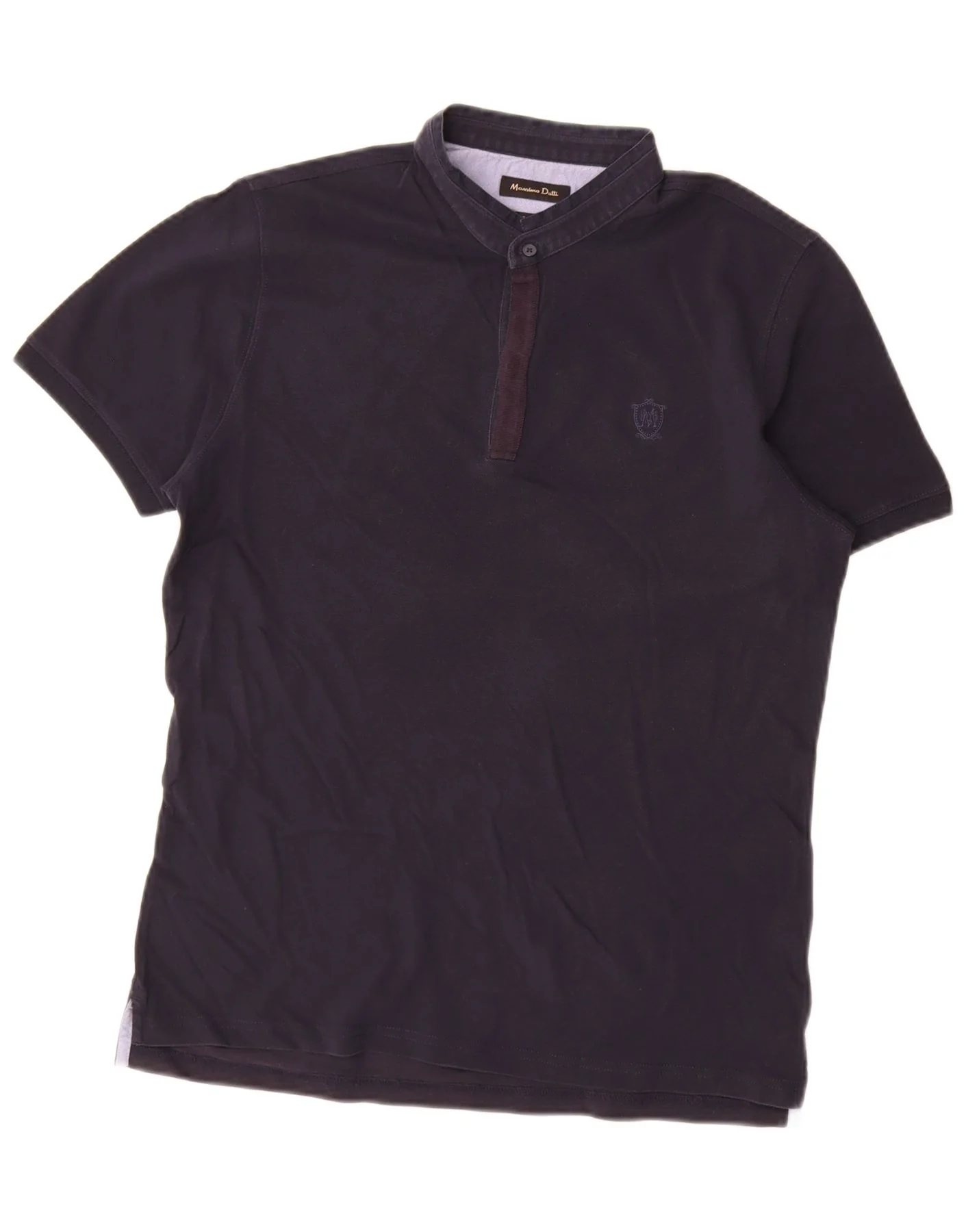 Massimo Dutti Mens Polo Shirt Large Navy Blue Cotton