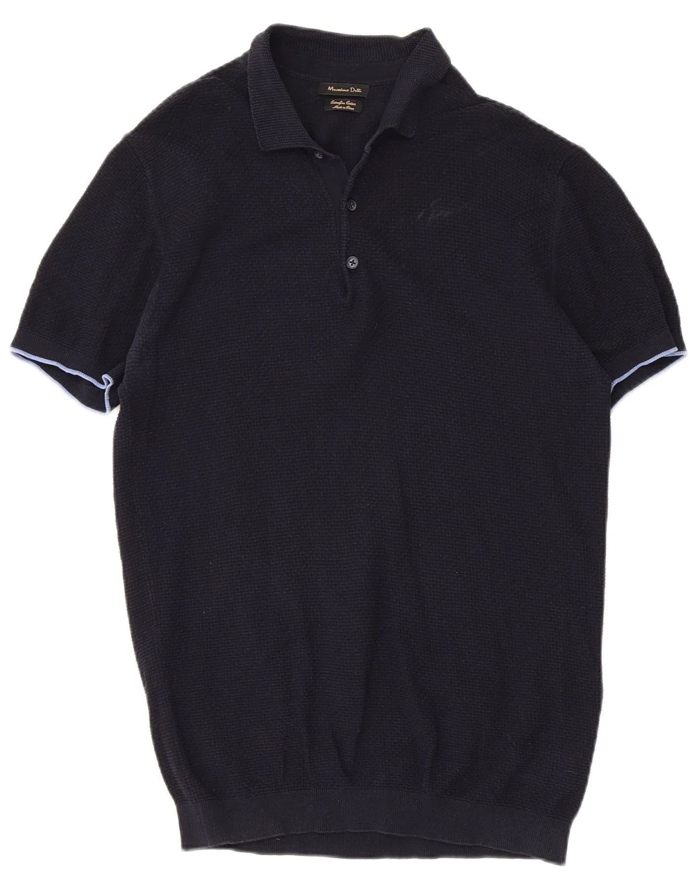 Massimo Dutti Mens Polo Shirt Large Navy Blue Cotton