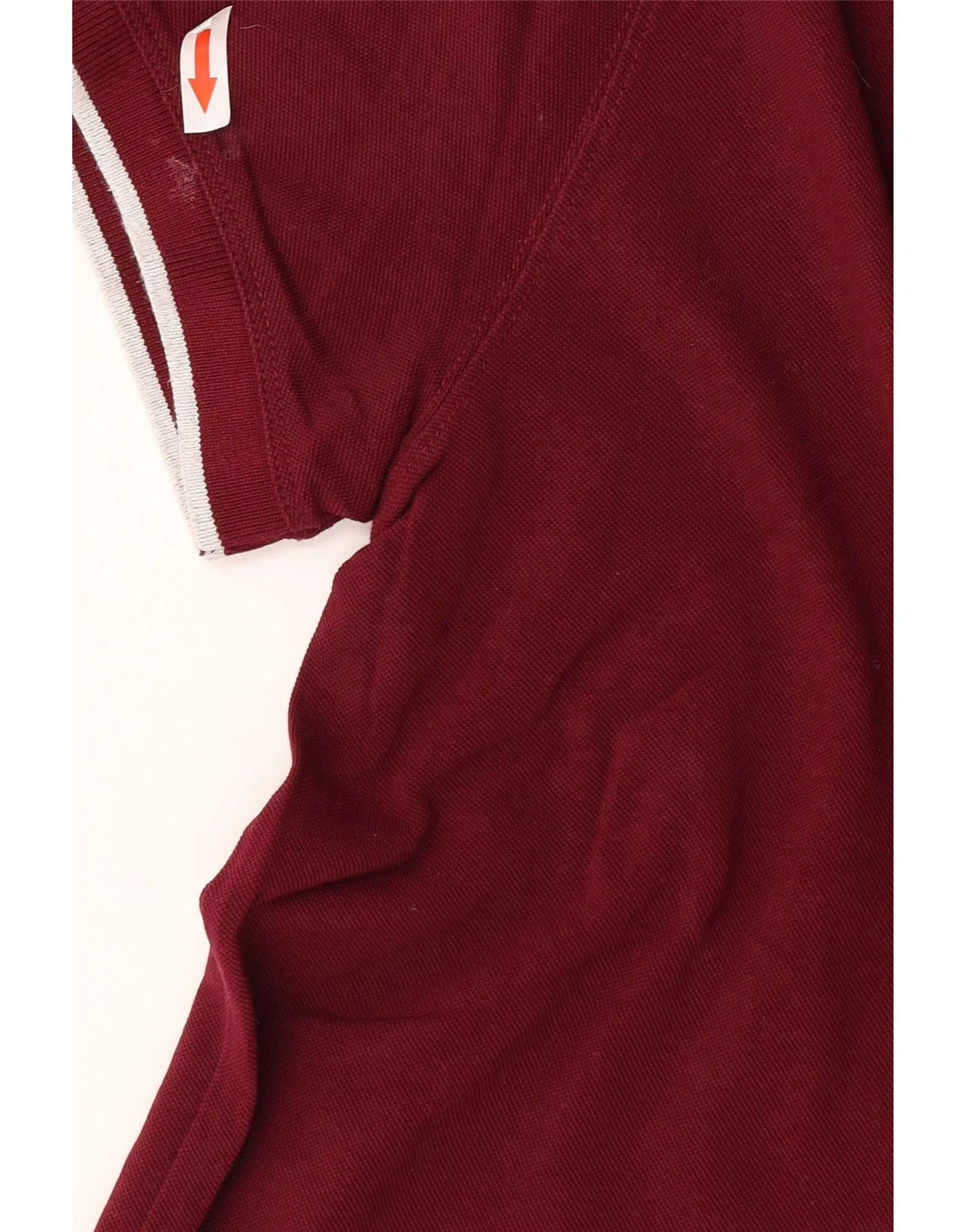 Massimo Dutti Mens Polo Shirt Medium Burgundy Striped Cotton - Image 3