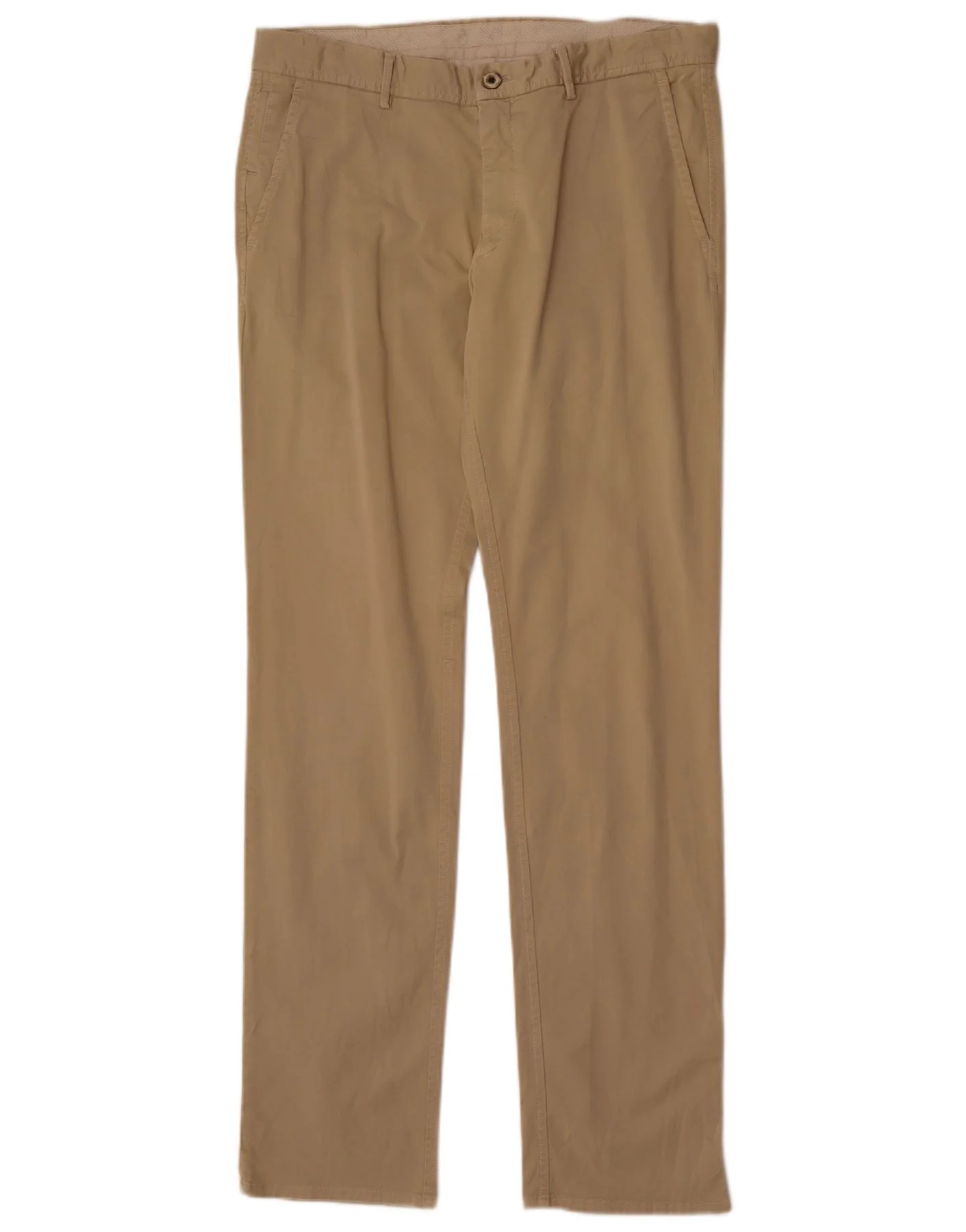 Massimo Dutti Mens Regular Fit Chino Trousers EU 42 Large W32 L33 Beige