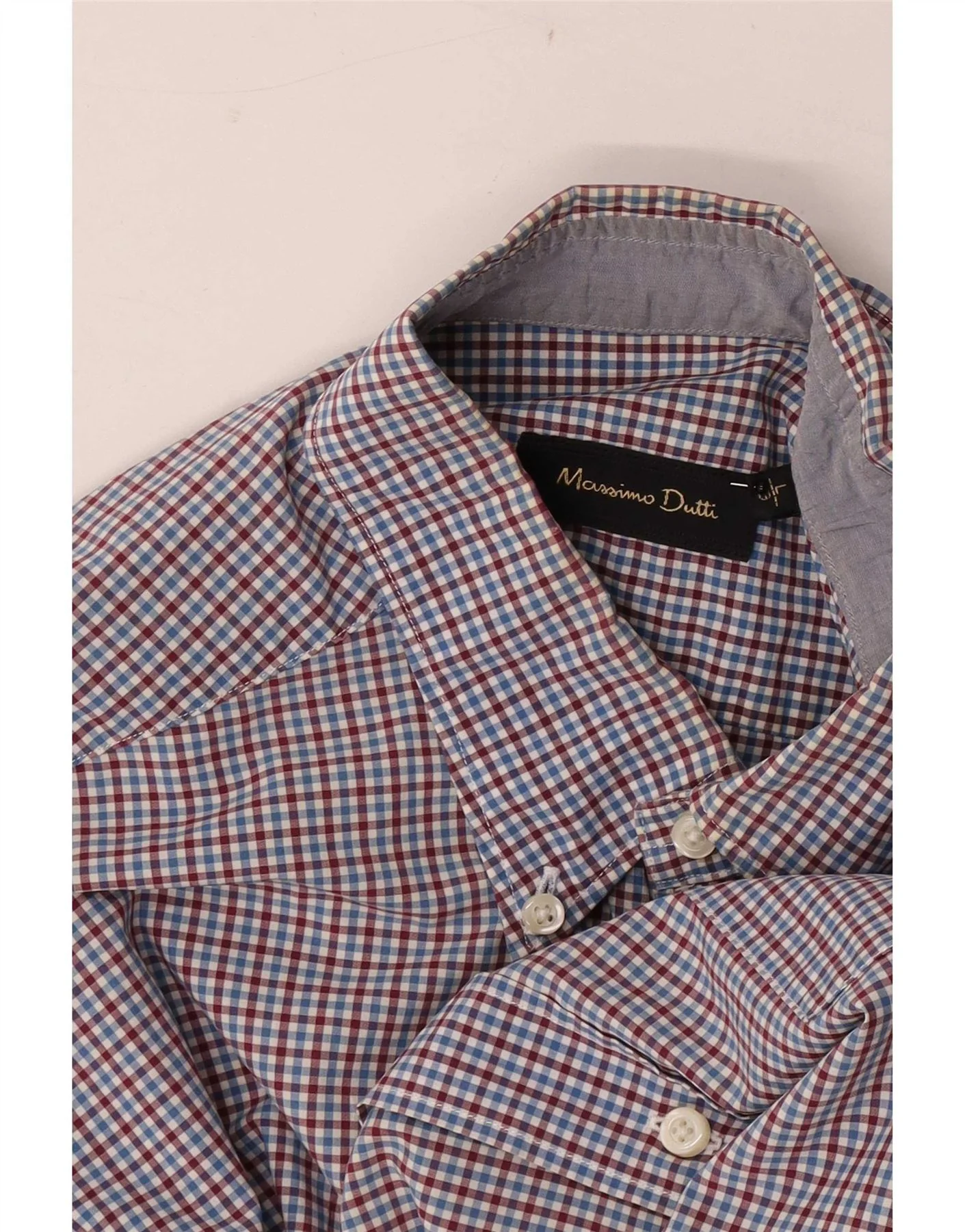 Massimo Dutti Mens Shirt Large Blue Check - Image 4