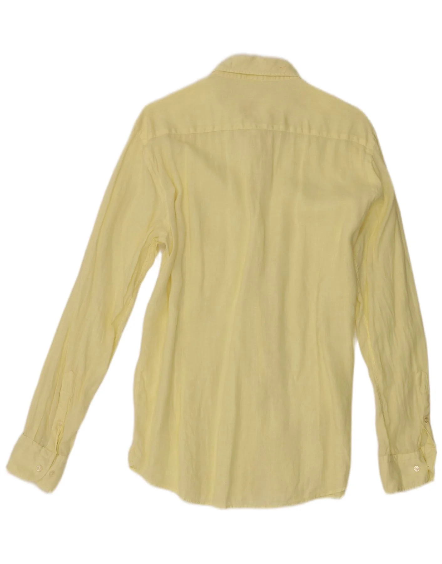 Massimo Dutti Mens Shirt Large Yellow Linen - Image 2