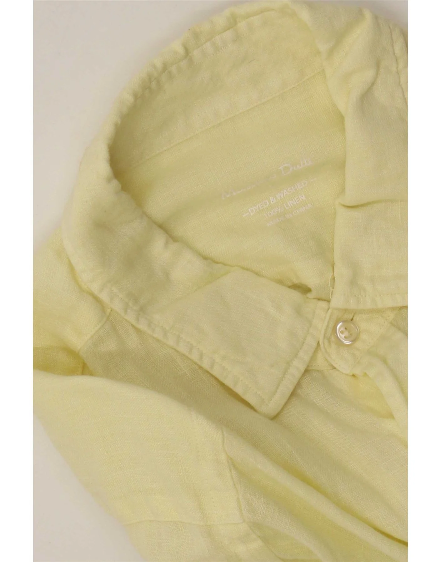 Massimo Dutti Mens Shirt Large Yellow Linen - Image 3