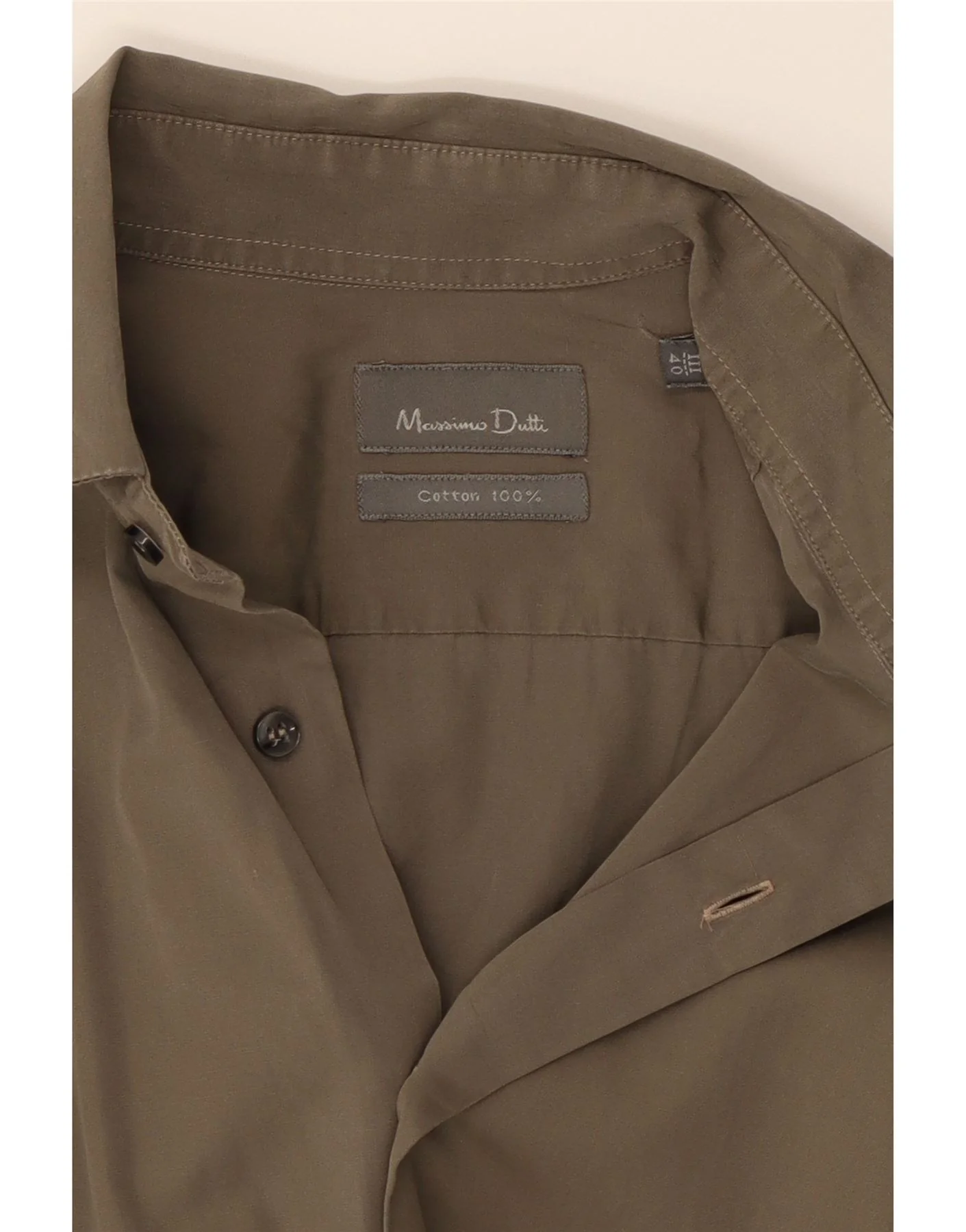 MASSIMO DUTTI Mens Shirt Size 40 Medium Khaki Cotton - Image 4
