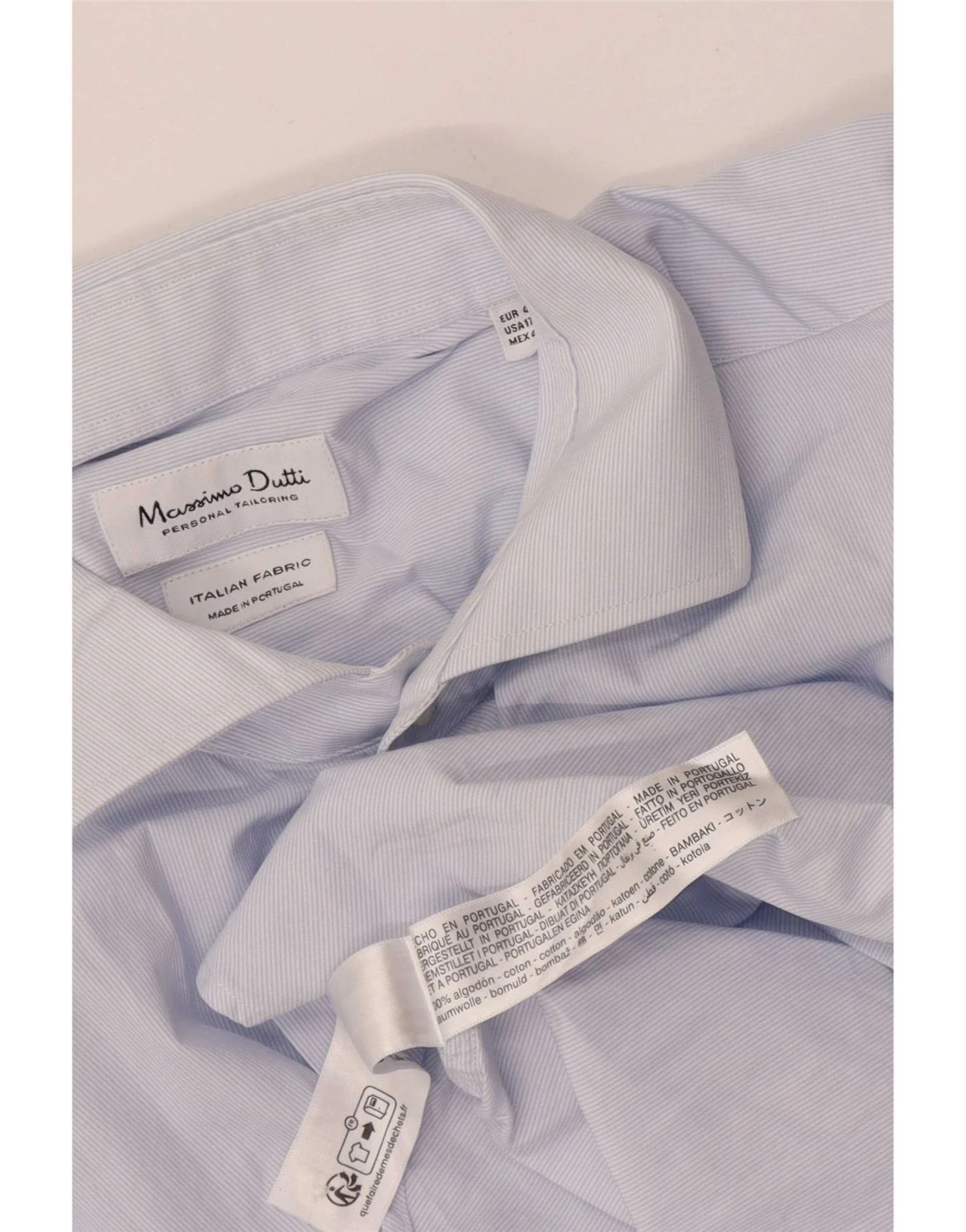Massimo Dutti Mens Shirt Size 44 17 XL Blue Pinstripe Cotton - Image 3